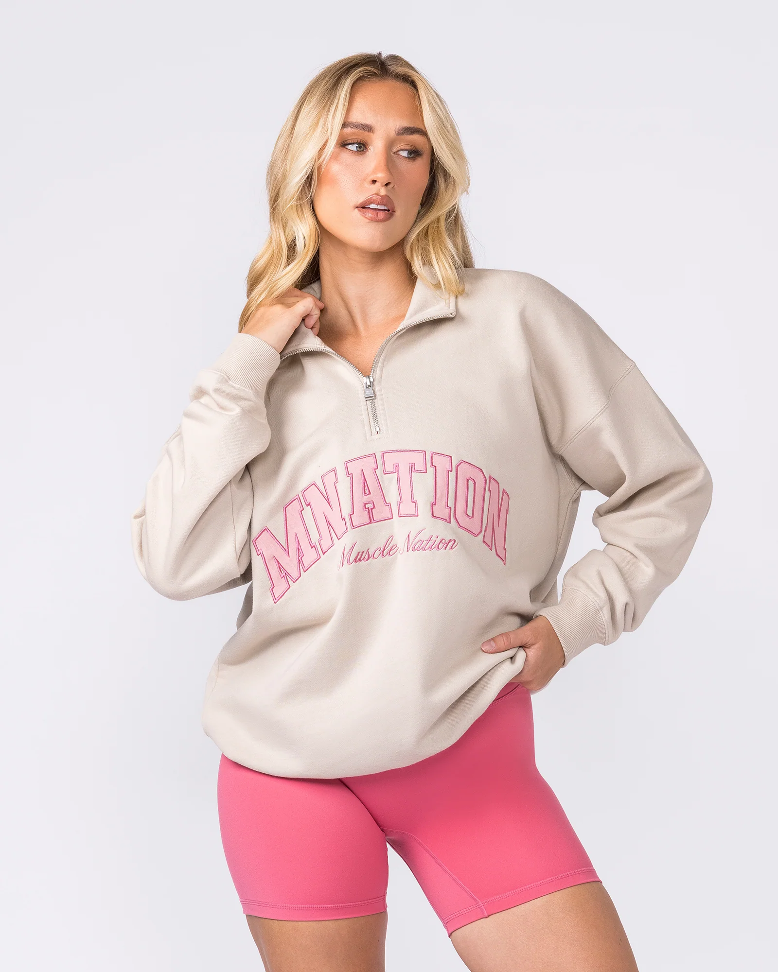 Academy Quarter Zip - Cream - Image 4
