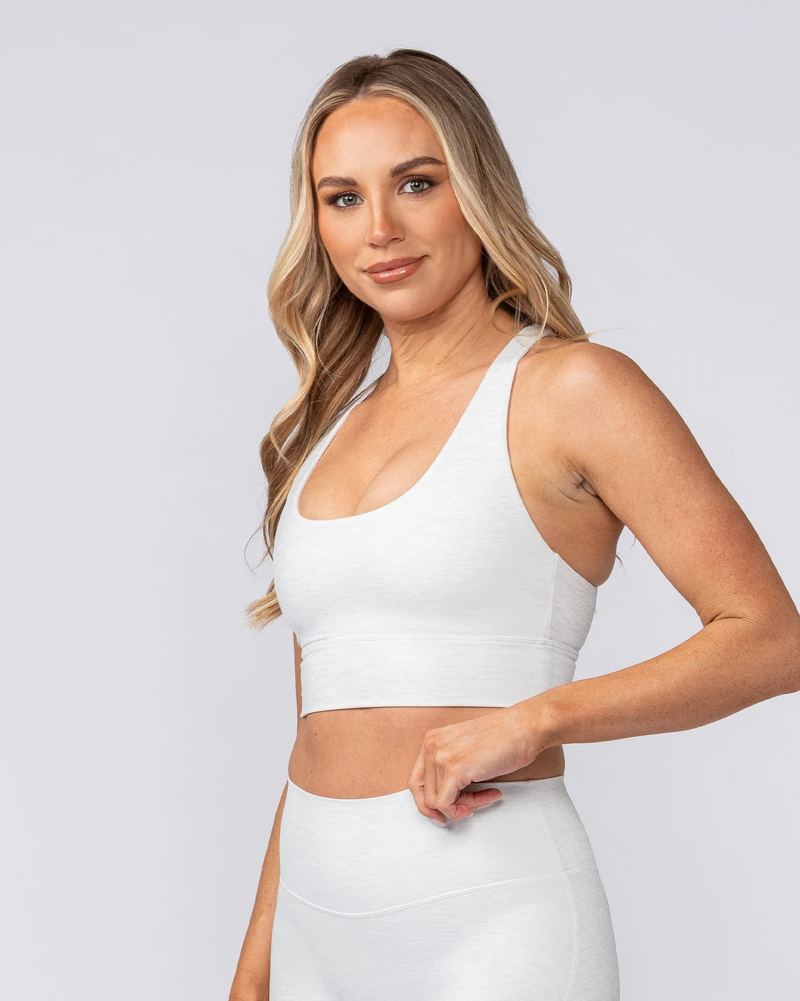 Allure Longline Bra - White Grey Marl - Image 3