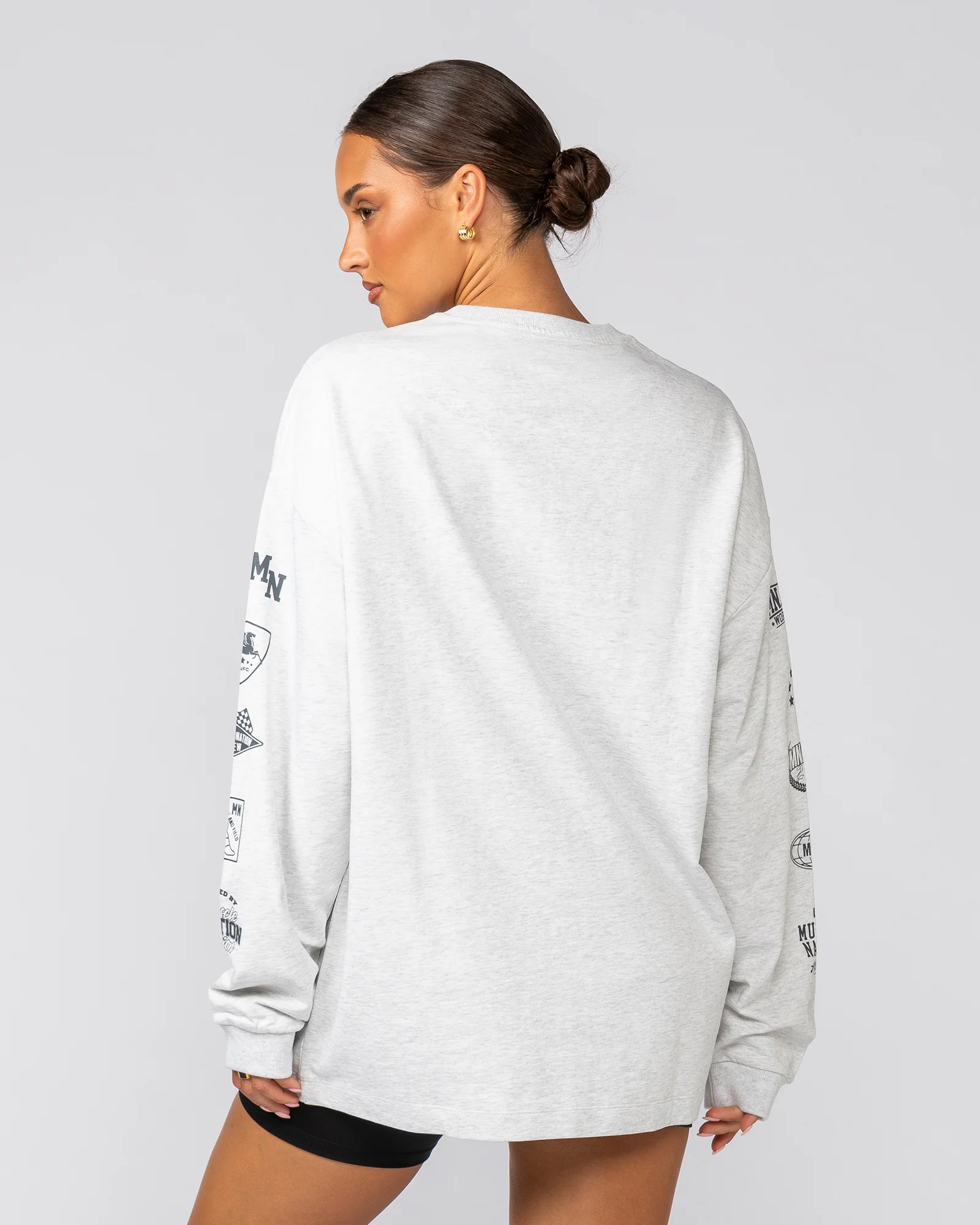 Alpha Loopback Oversized Mens Long Sleeve - Snow Grey Marl - Image 7