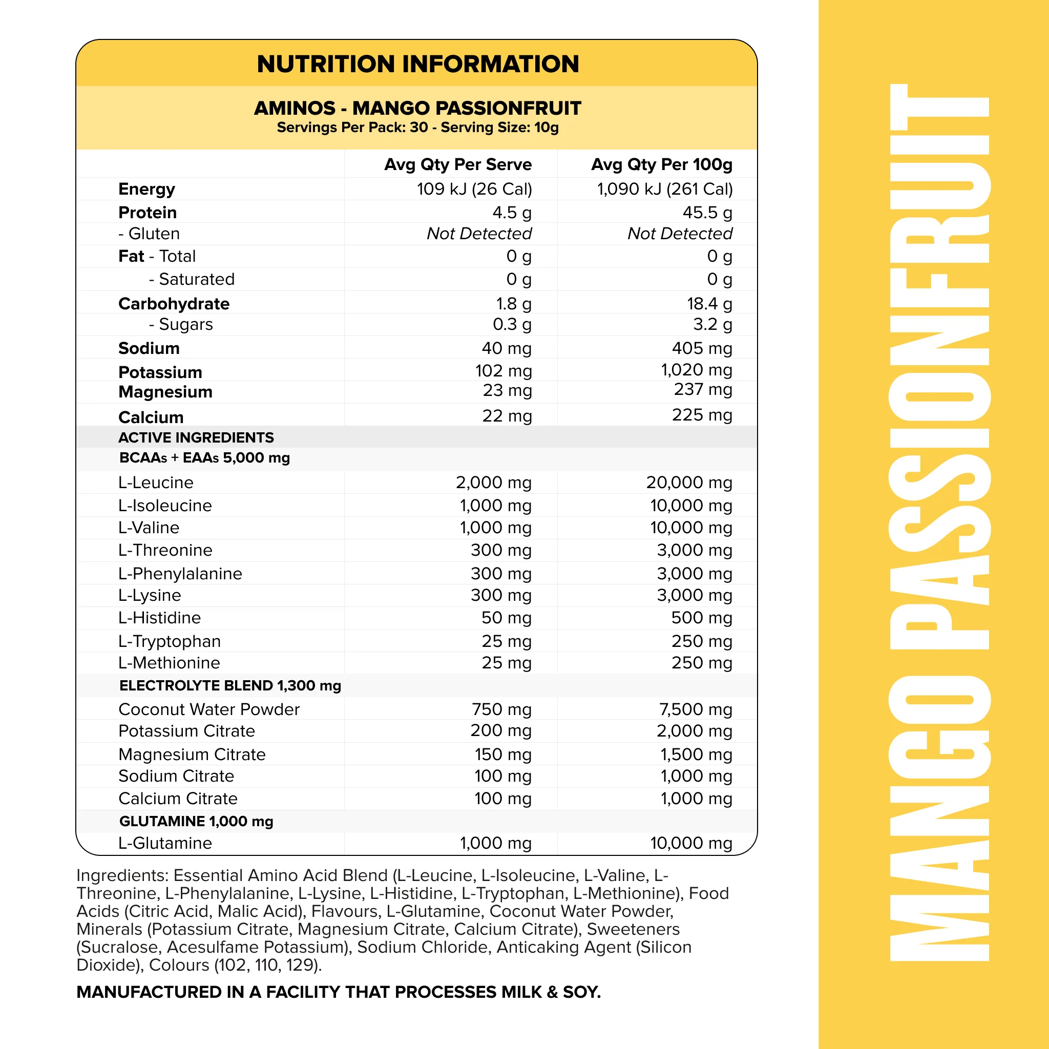AMINOS + HYDRATION - Mango Passionfruit - 30 serves - Image 2