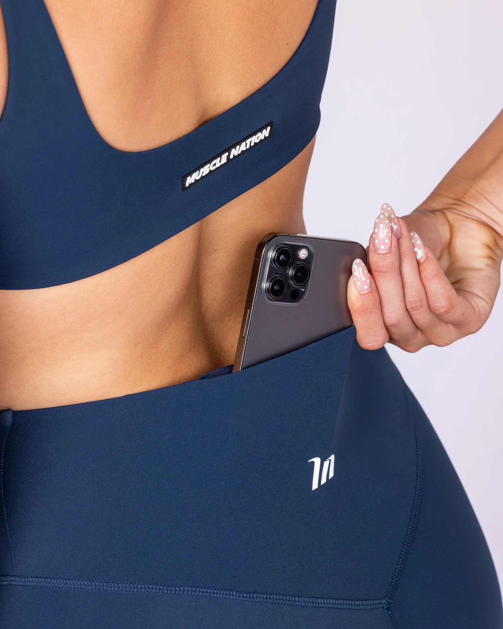 Aura Back Pocket Ankle Length Leggings - Navy - Image 2