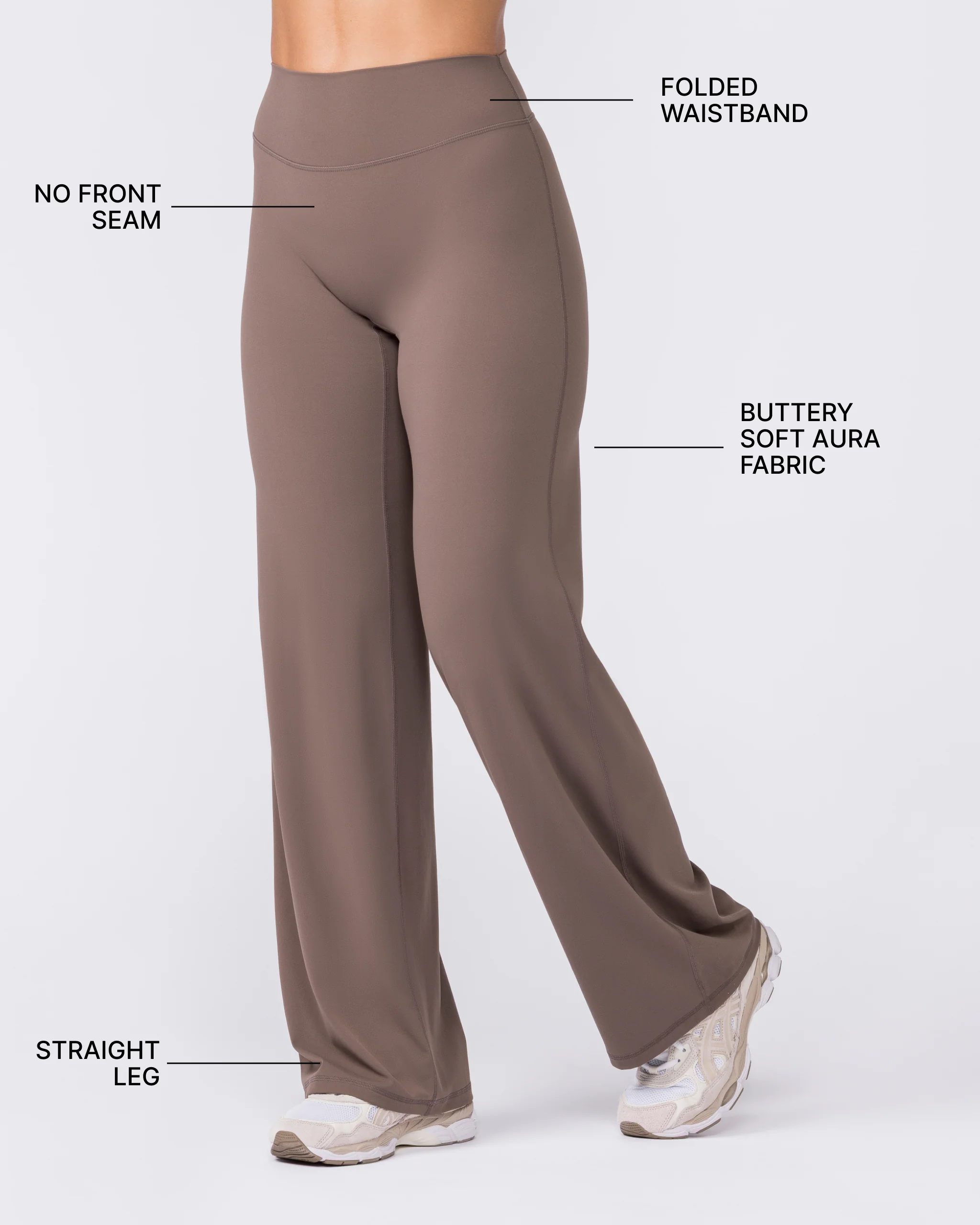 Aura Straight Leggings Short - Taupe - Image 3