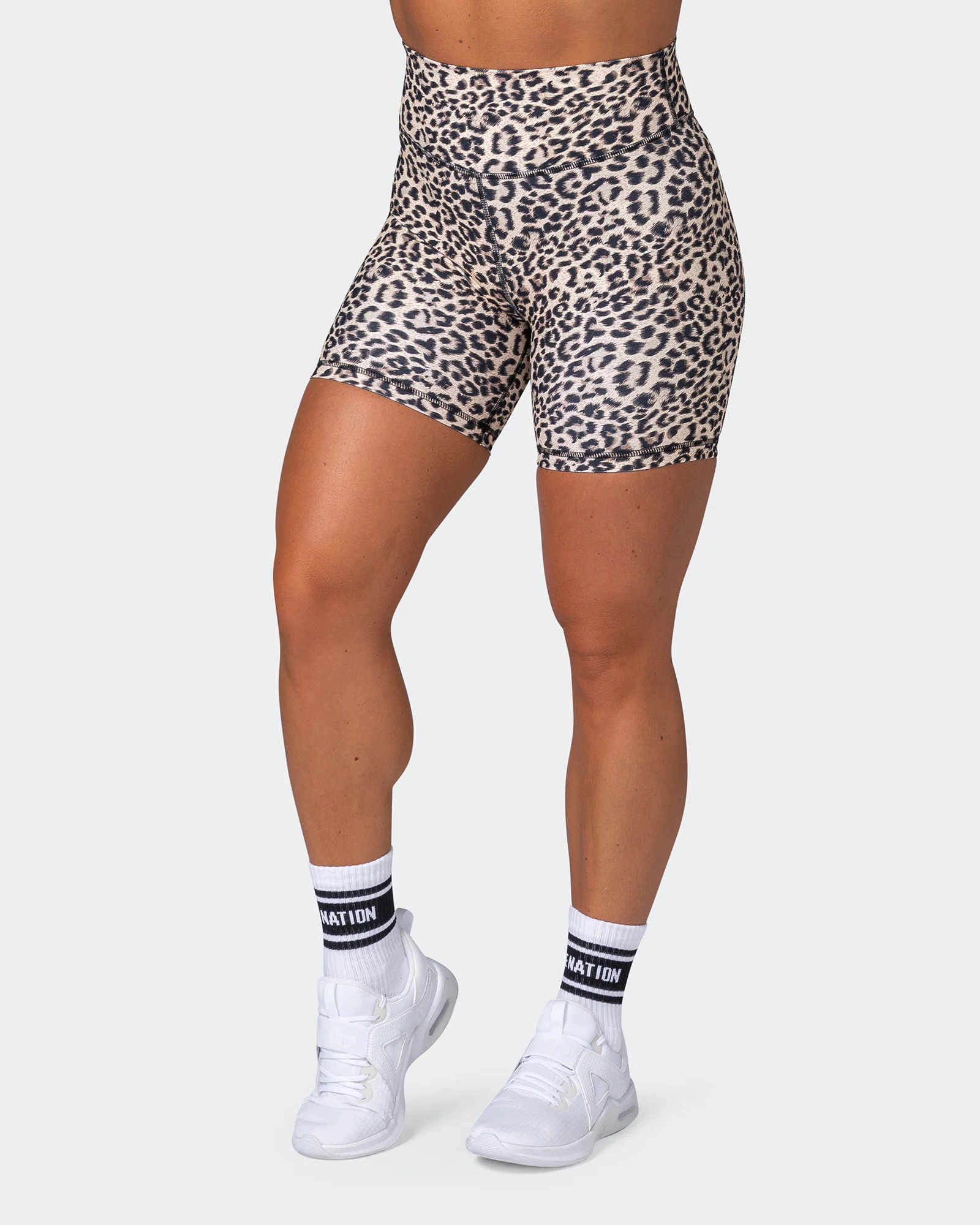 Signature Scrunch Bike Shorts - Yellow Leopard - Image 3