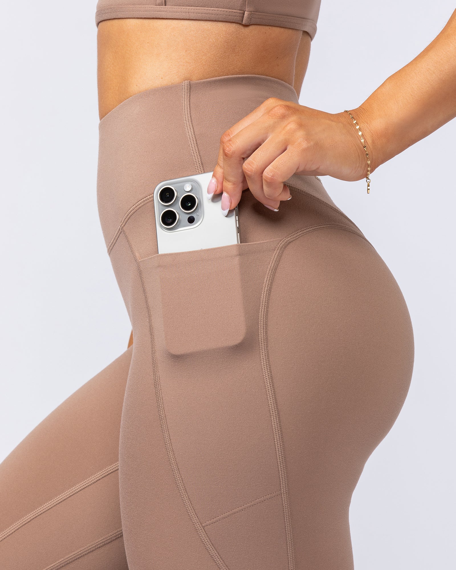 Booty Shaper Pocket Ankle Length Leggings - Cinnamon - Image 2