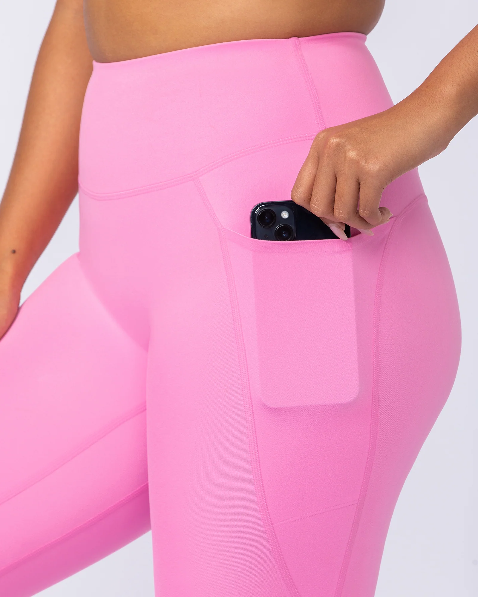Booty Shaper Pocket Ankle Length Leggings - Hollywood Pink - Image 2