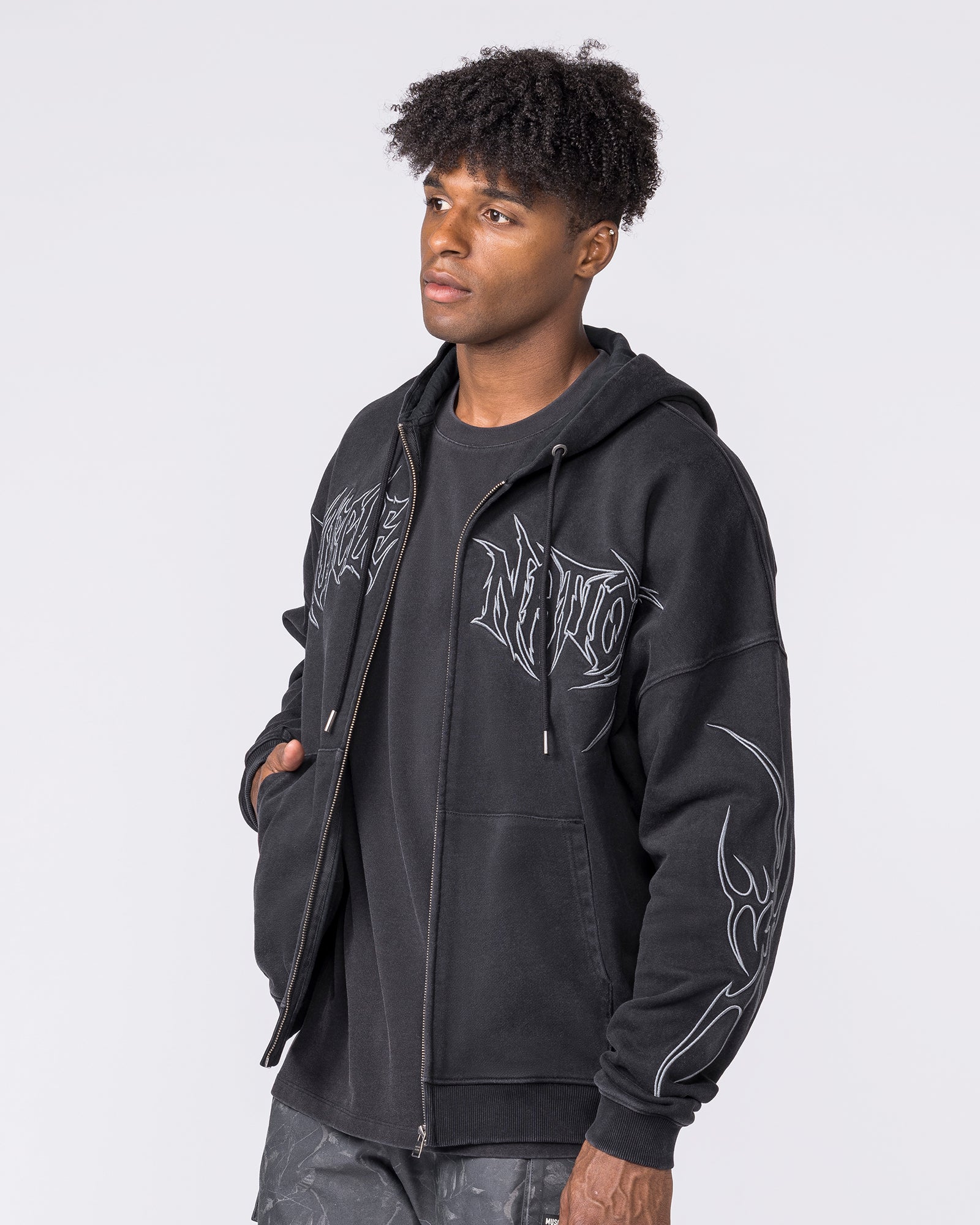 Breakout Vintage Zip Hoodie - Washed Black - Image 5