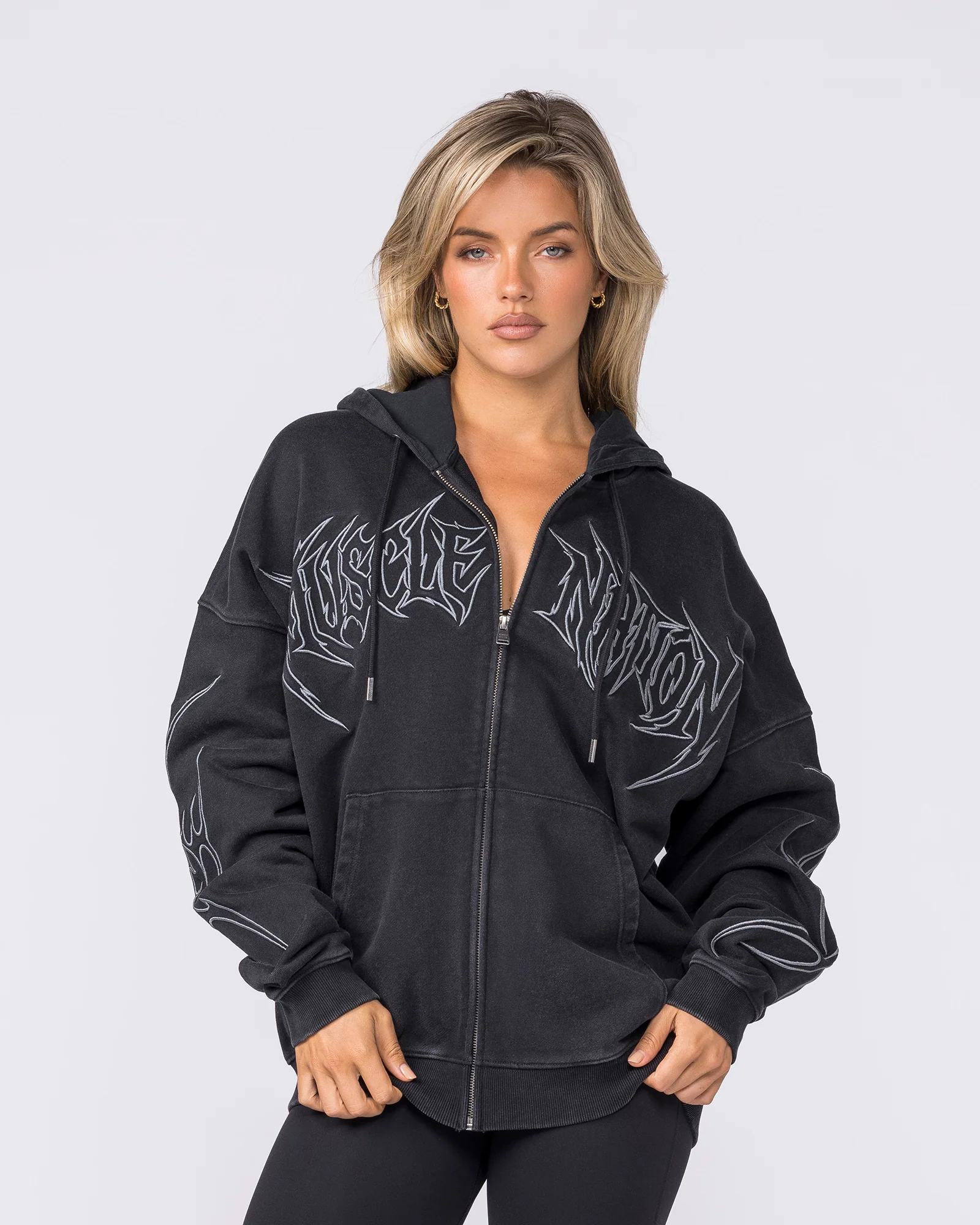 Breakout Vintage Zip Hoodie - Washed Black - Image 9