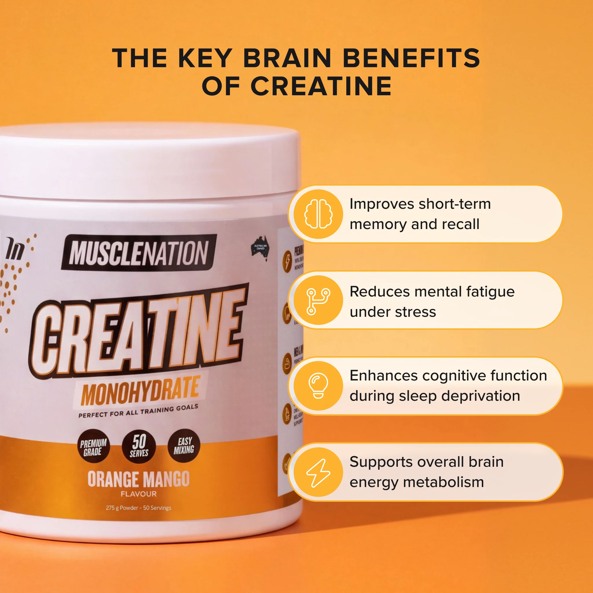 CREATINE MONOHYDRATE - Orange Mango - 50 serves - Image 5