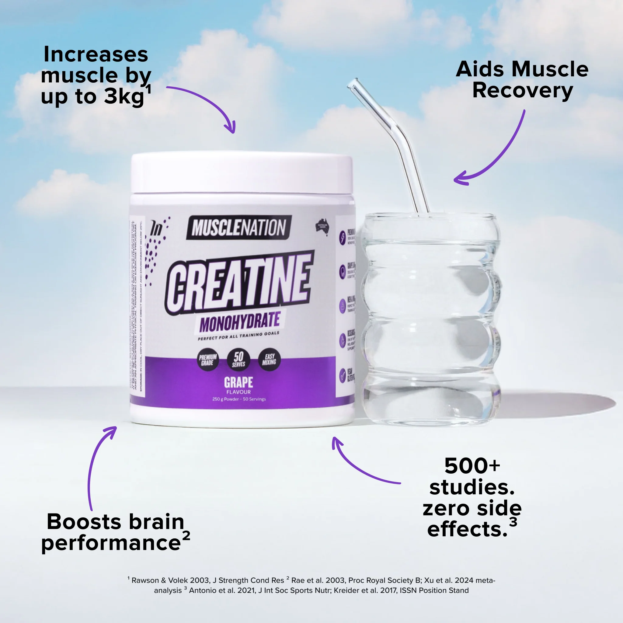 CREATINE MONOHYDRATE - Grape - 50 serves - Image 3