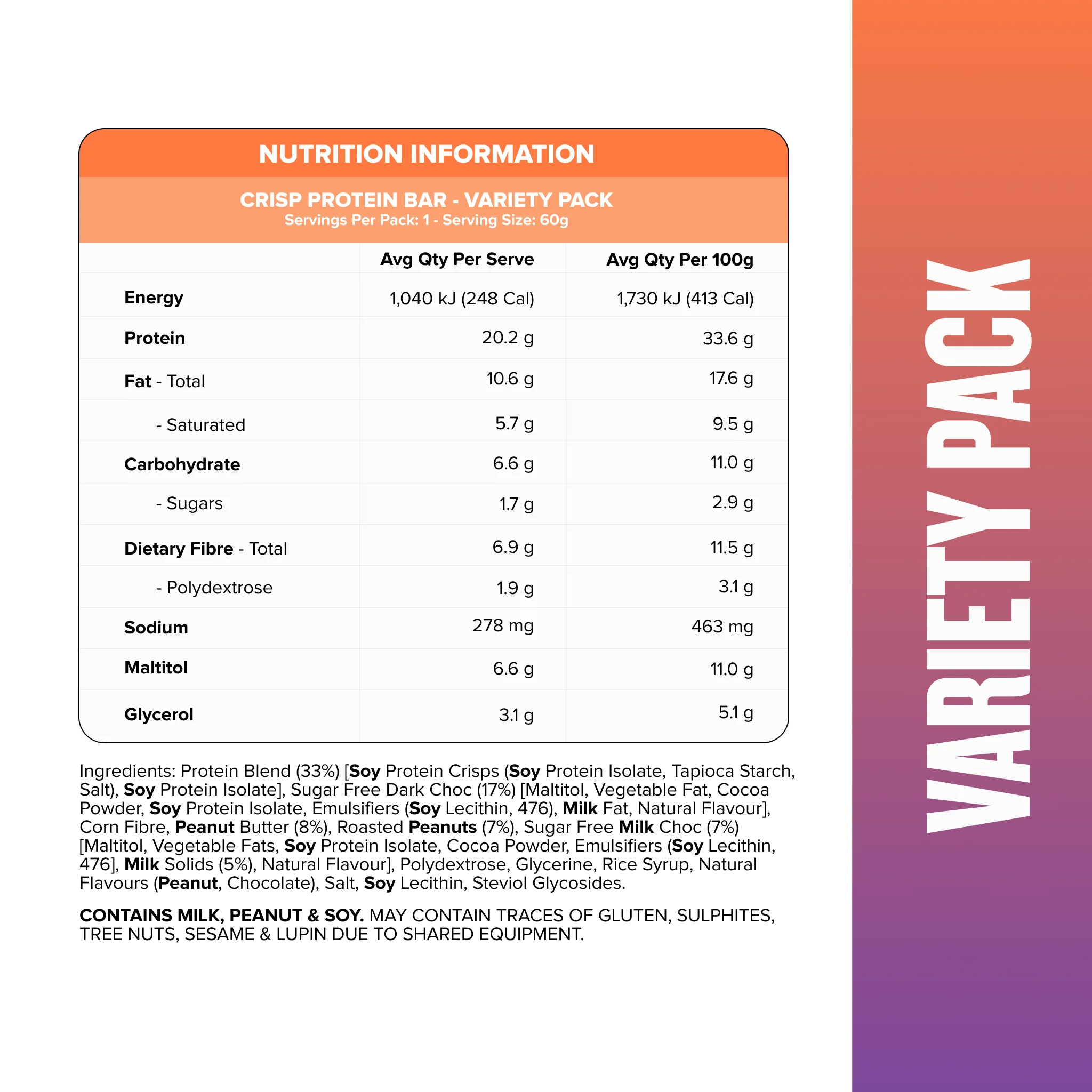 CRISP Protein Bar - CRISP Variety Pack - 6 Bars - Image 3