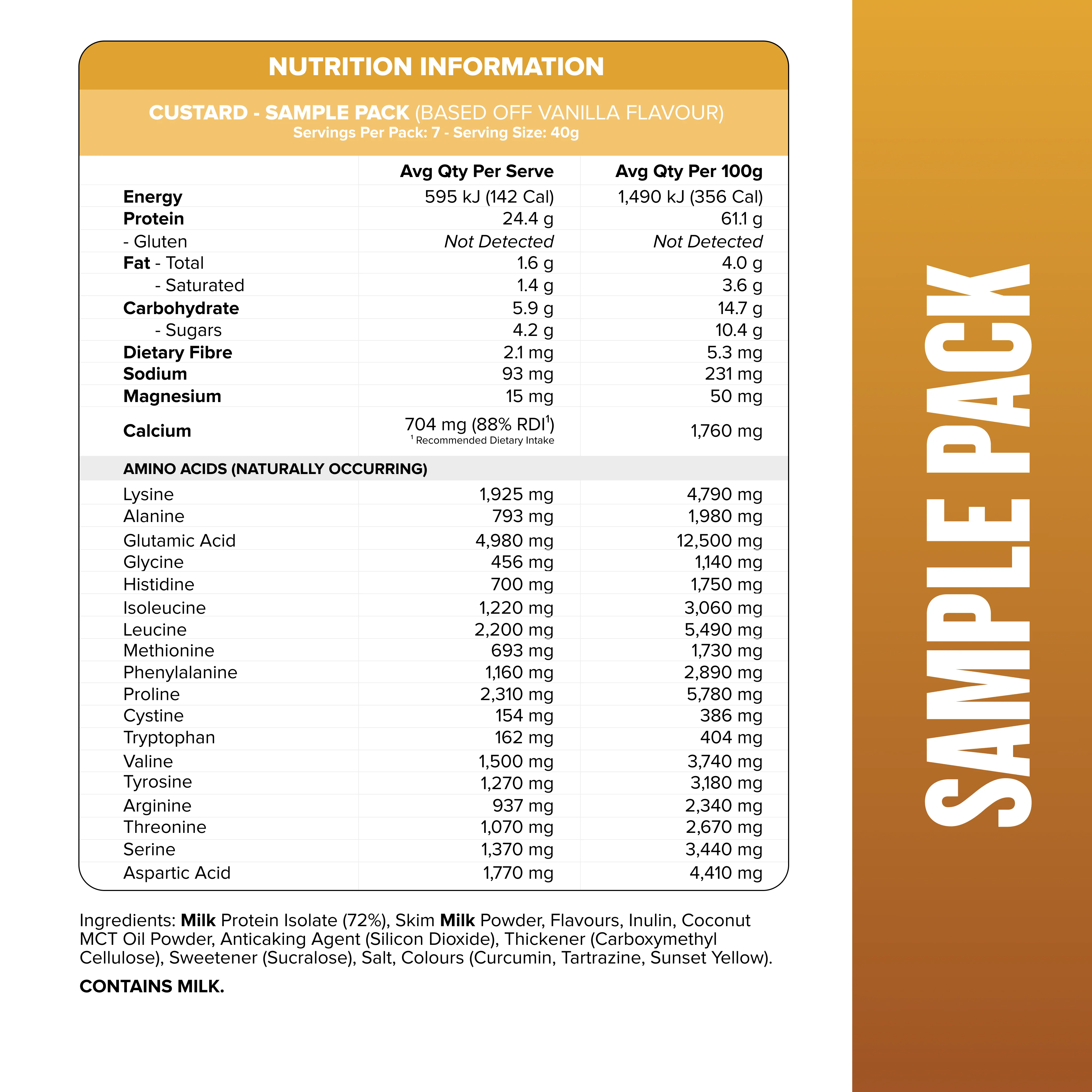 CUSTARD Casein Protein - Sample Pack - 7 Flavours - Image 2