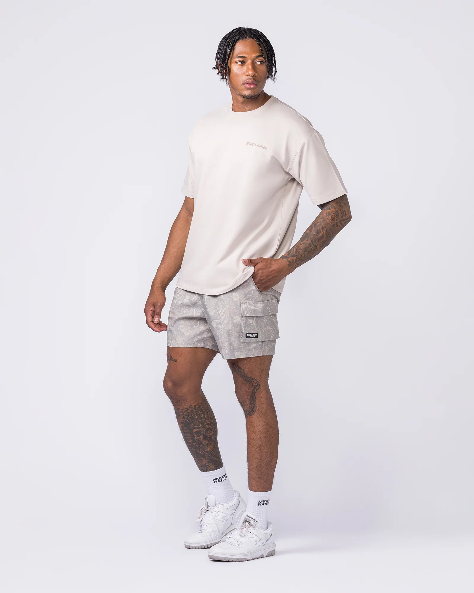 Daily Cargo 5" Shorts - Washed Tree Camo Cream - Image 6