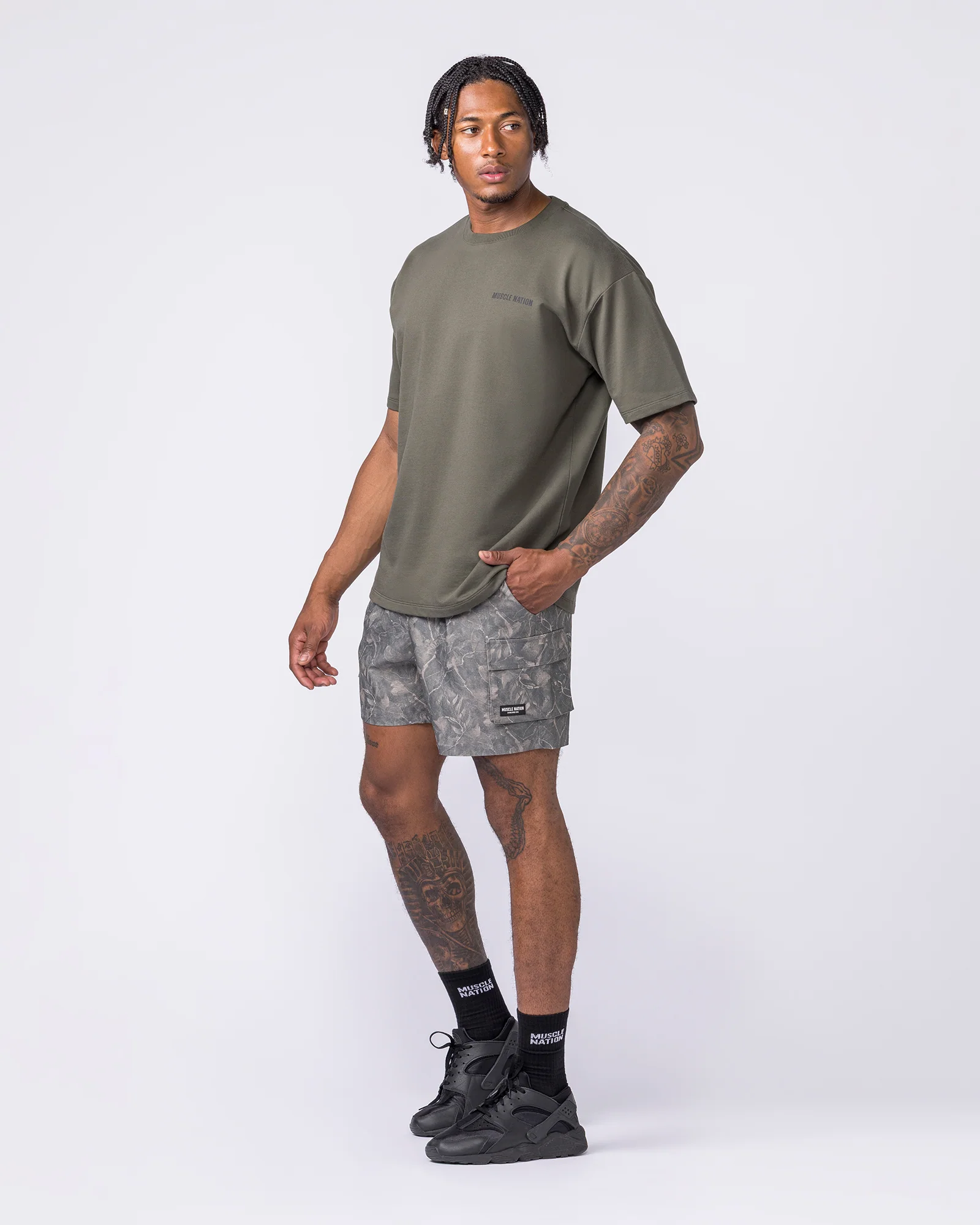 Daily Cargo 5" Shorts - Washed Tree Camo Grey - Image 6