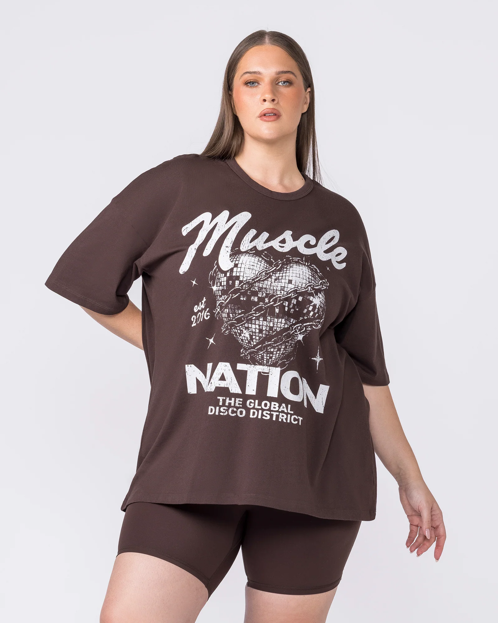 Disco District Oversized Tee - Cocoa - Image 2