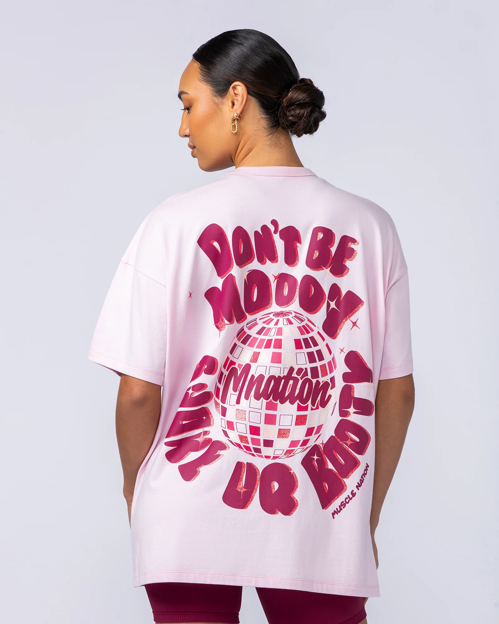 Don't Be Moody Oversized Tee - Baby Pink - Image 5
