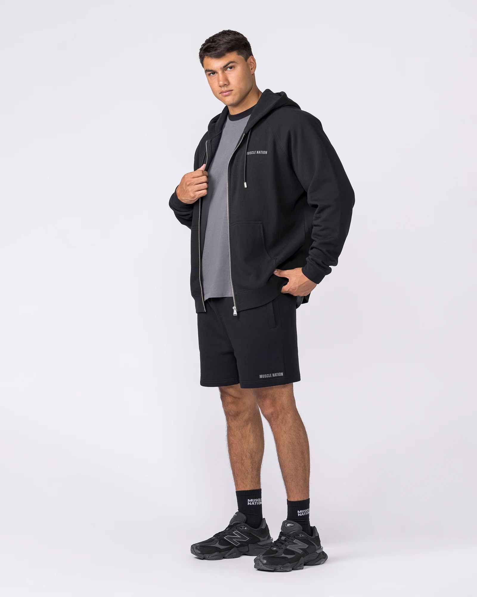 Essential Zip Hoodie - Black - Image 5