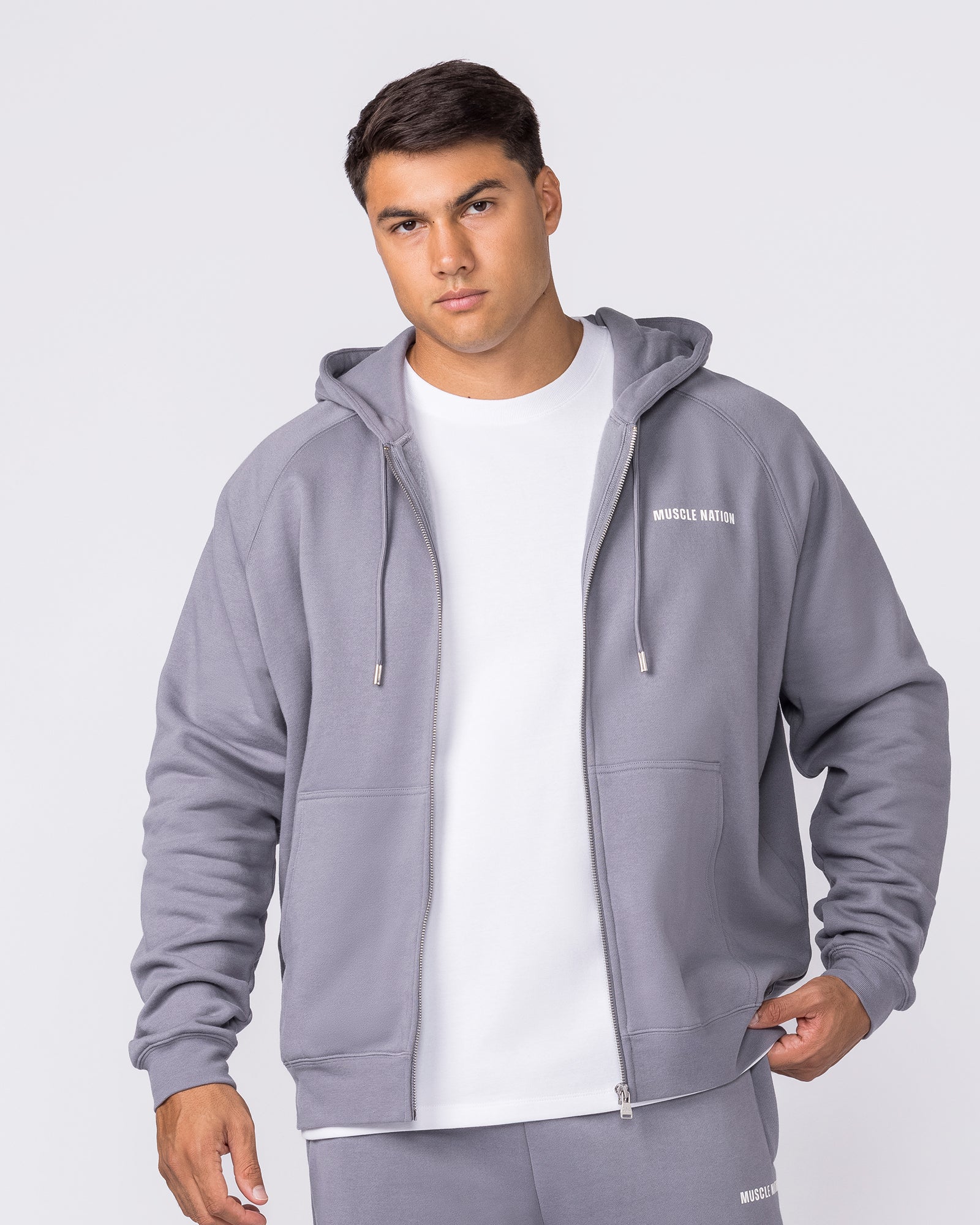Essential Zip Hoodie - Cement - Image 2