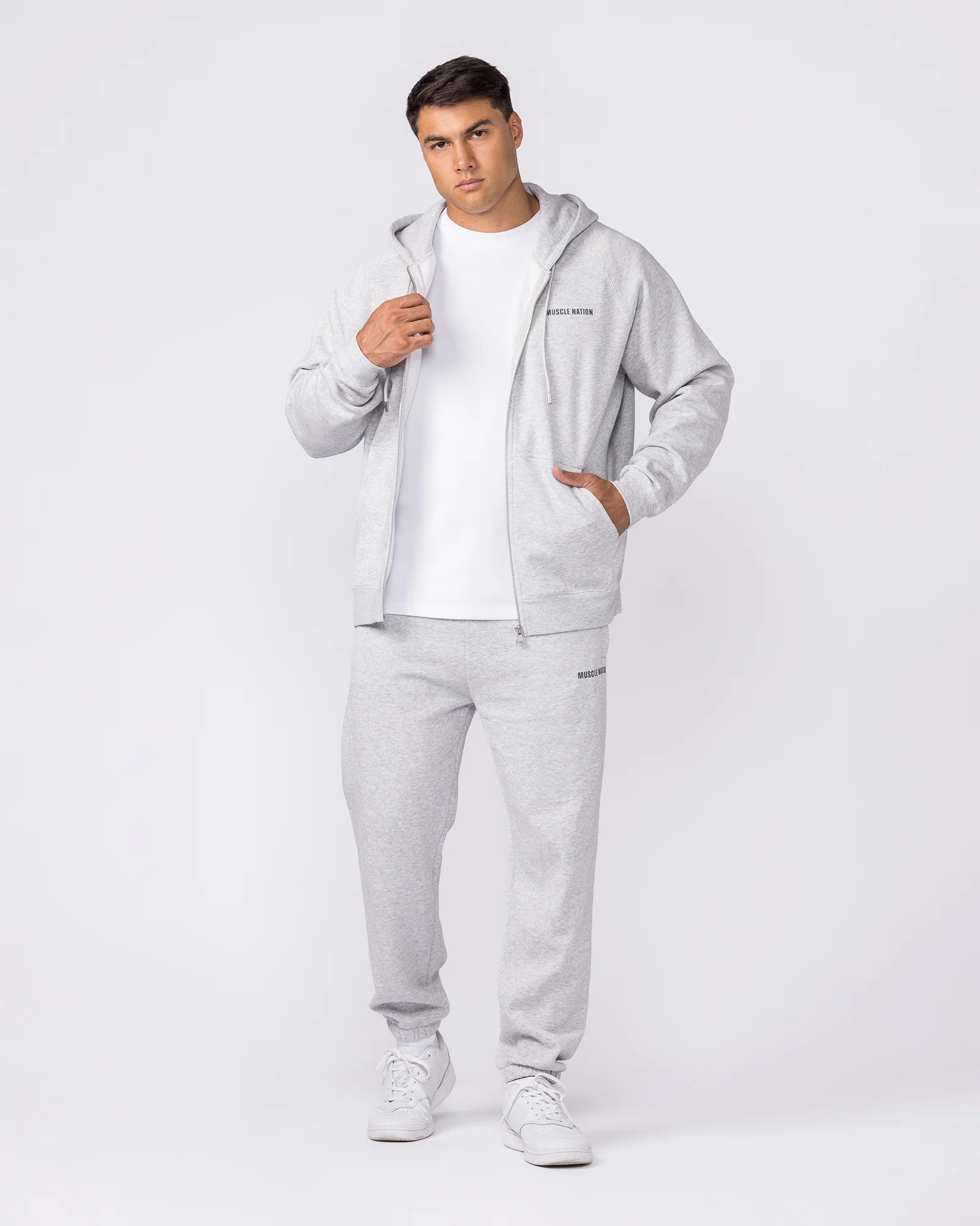 Essential Zip Hoodie - Grey Marl - Image 6
