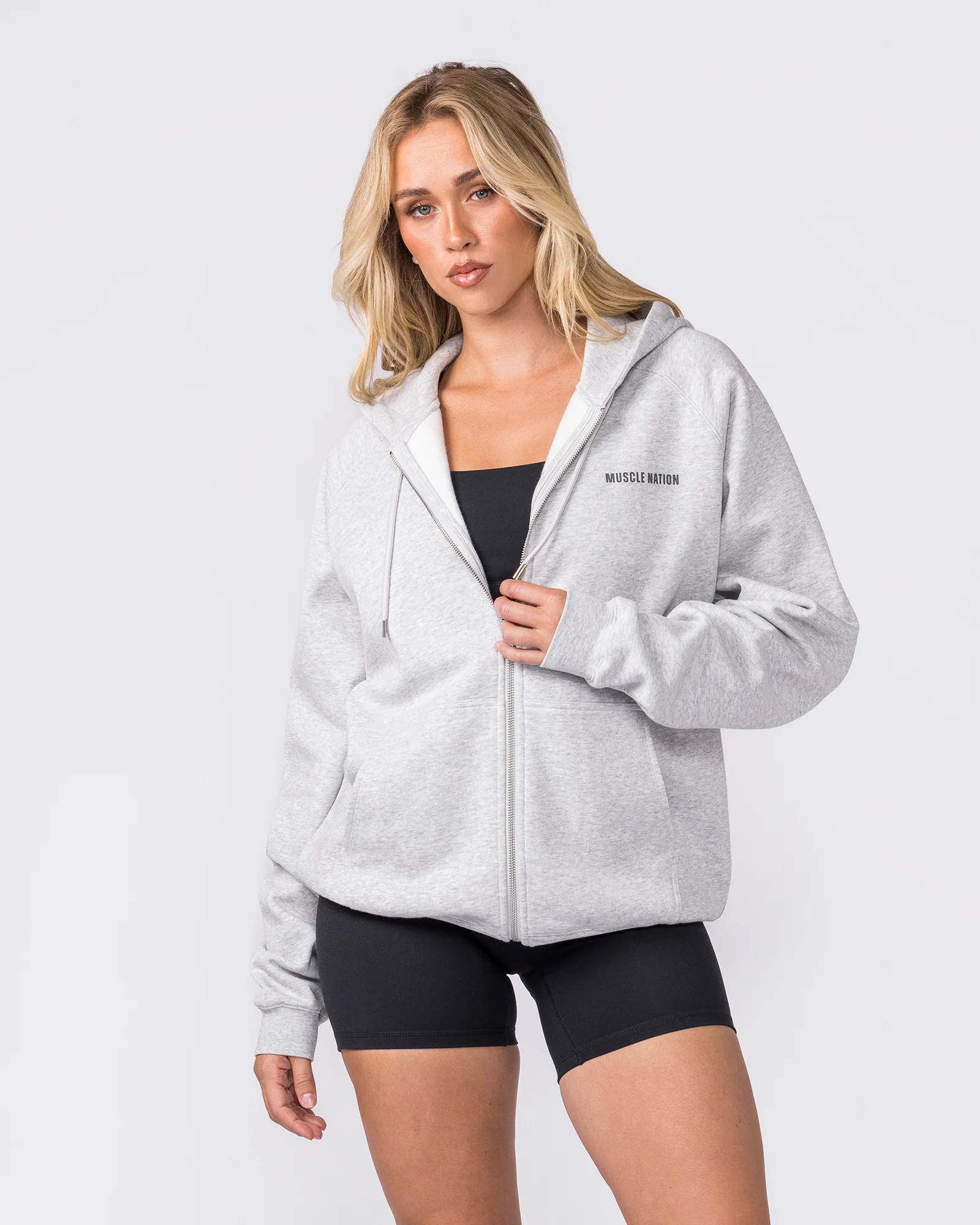 Essential Zip Hoodie - Grey Marl - Image 7