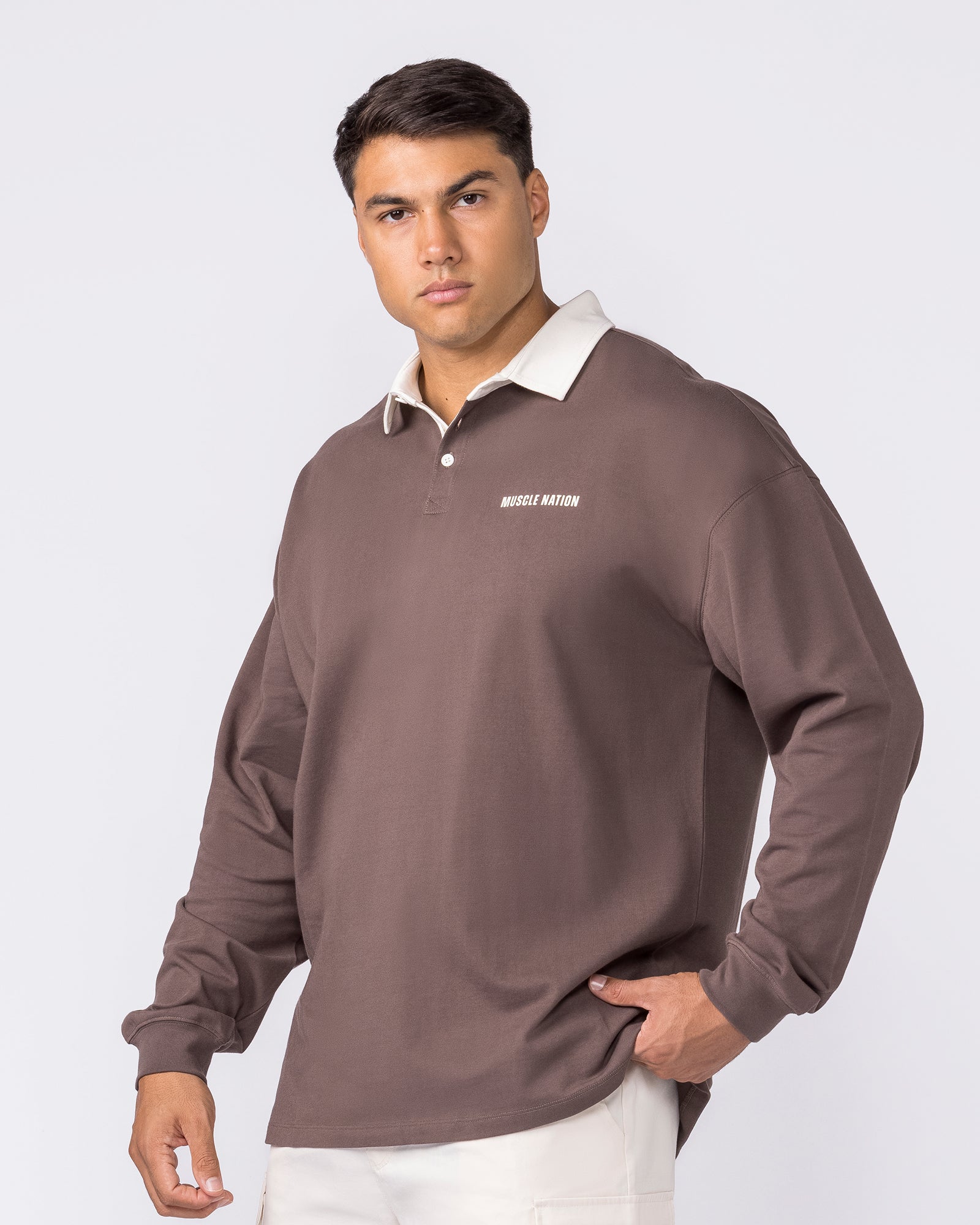 Essential Lightweight Rugby Jersey - Dark Taupe - Image 4