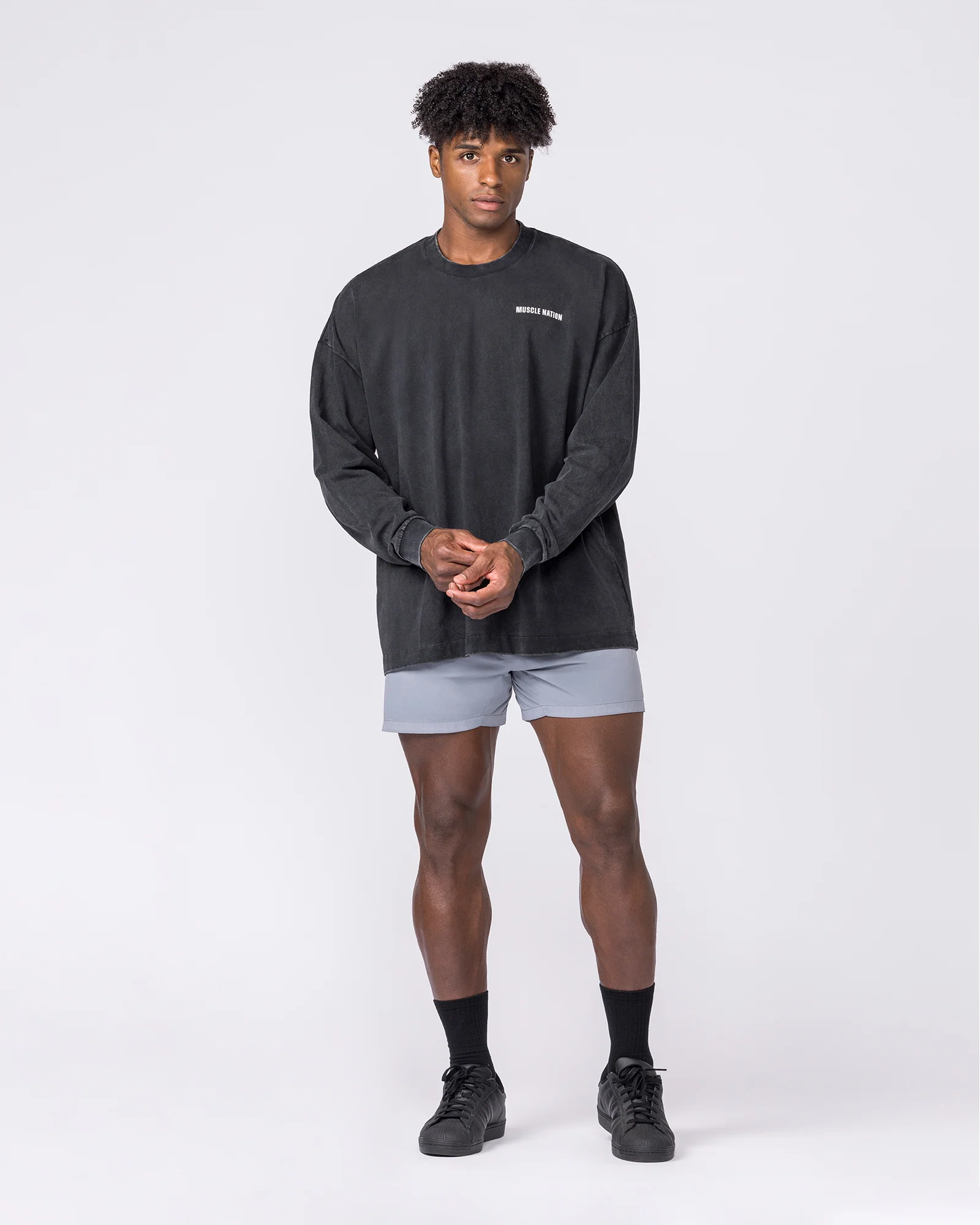 Essential Oversized Long Sleeve Vintage Tee - Washed Black - Image 5