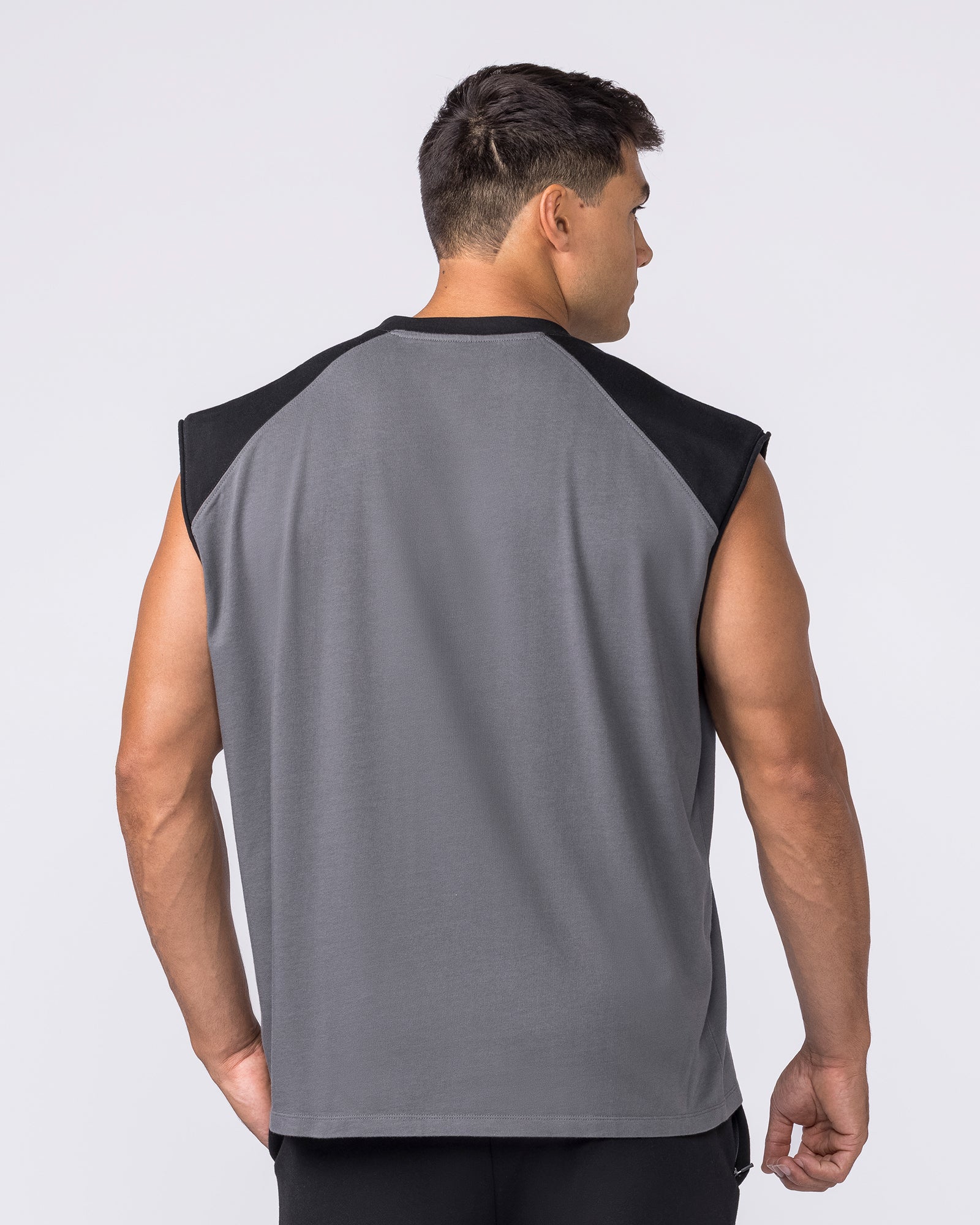 Essential Raglan Boxy Muscle Tank - Tornado / Black - Image 6