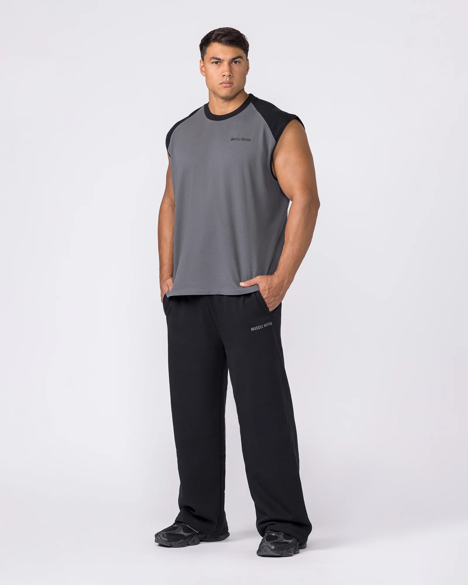 Essential Raglan Boxy Muscle Tank - Tornado / Black - Image 7