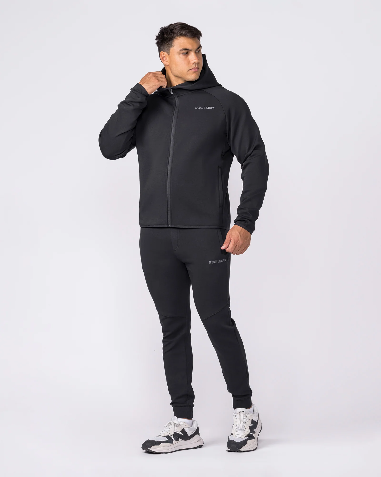 Essential Tech Zip Hoodie - Black - Image 8