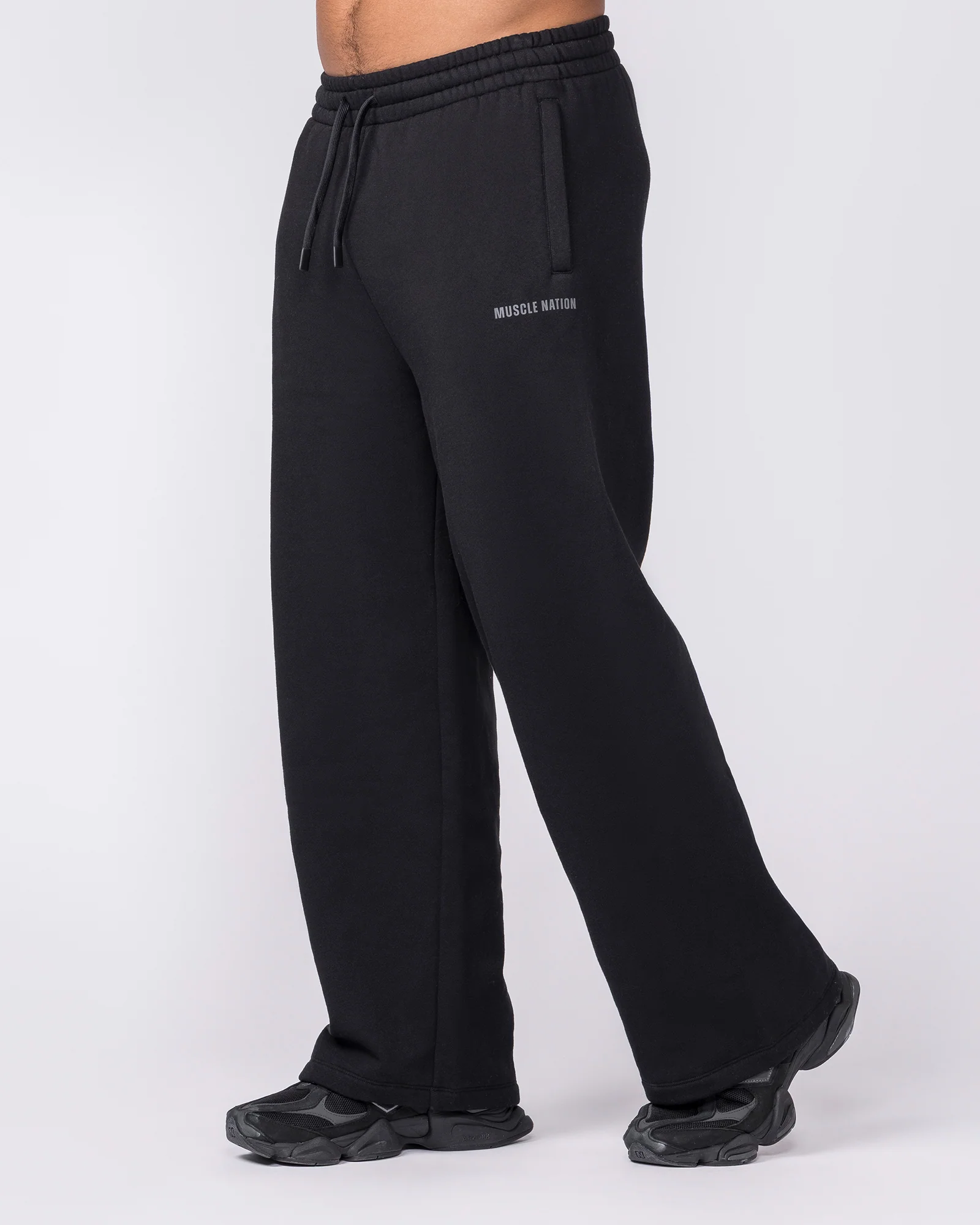 Essential Wide Leg Trackies - Black - Image 4