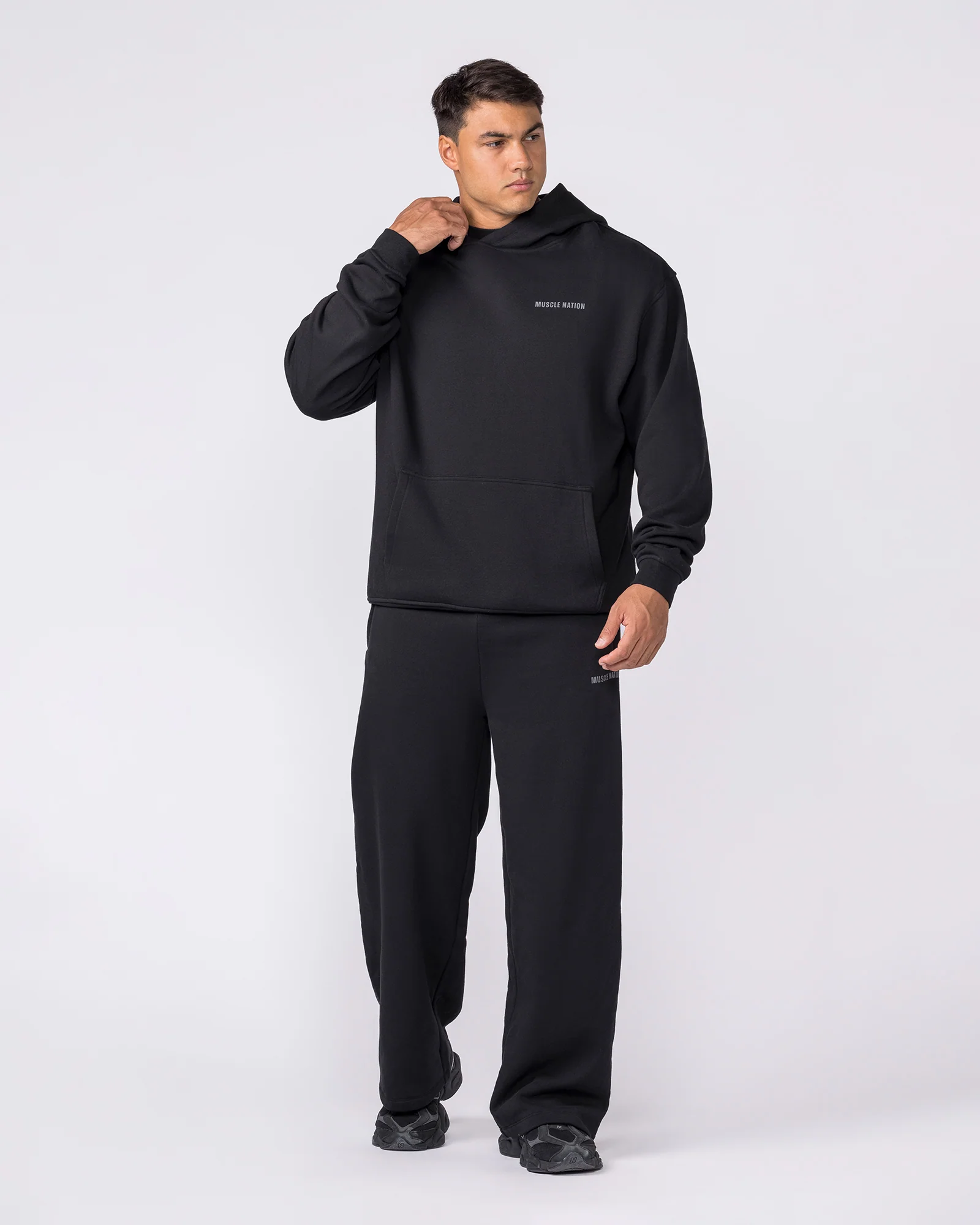 Essential Wide Leg Trackies - Black - Image 7