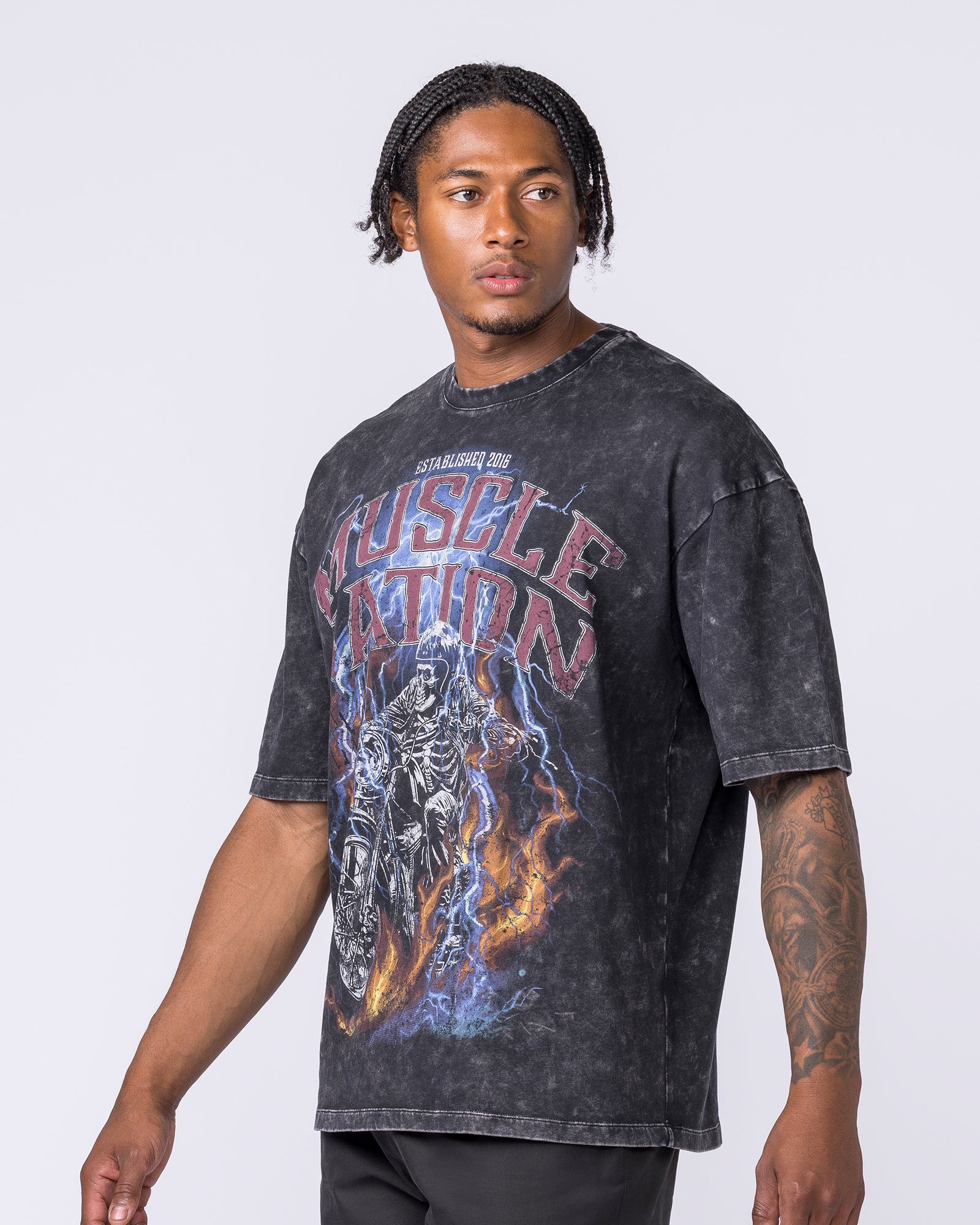 Full Throttle Oversized Vintage Tee - Washed Black - Image 4