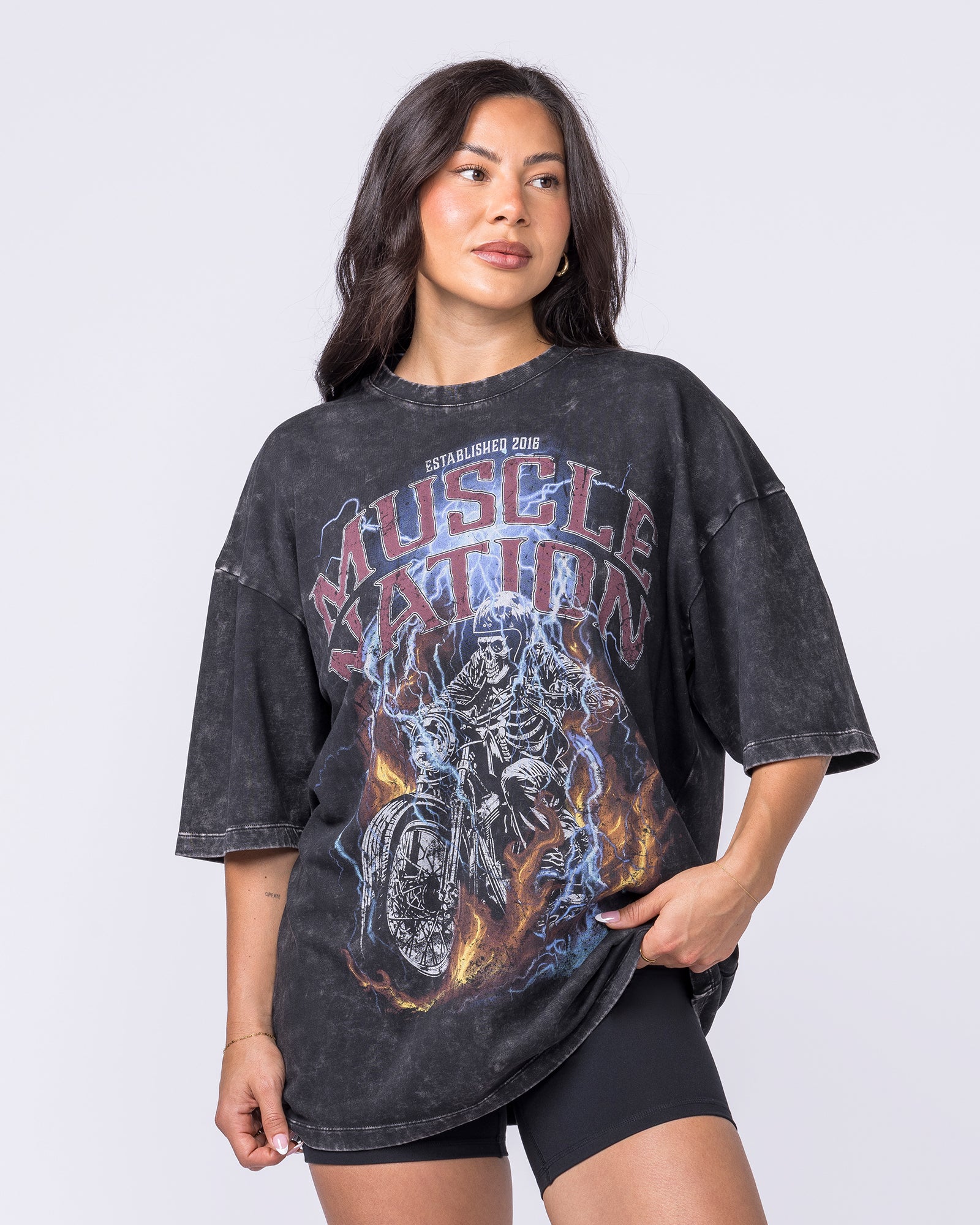 Full Throttle Oversized Vintage Tee - Washed Black - Image 7