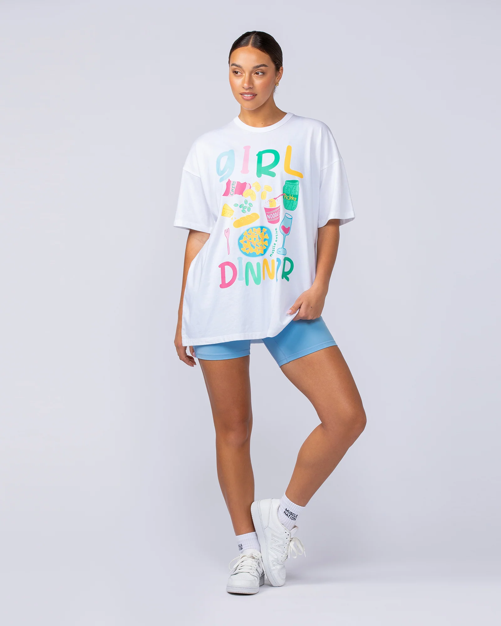 Girl Dinner Oversized Tee - White - Image 4