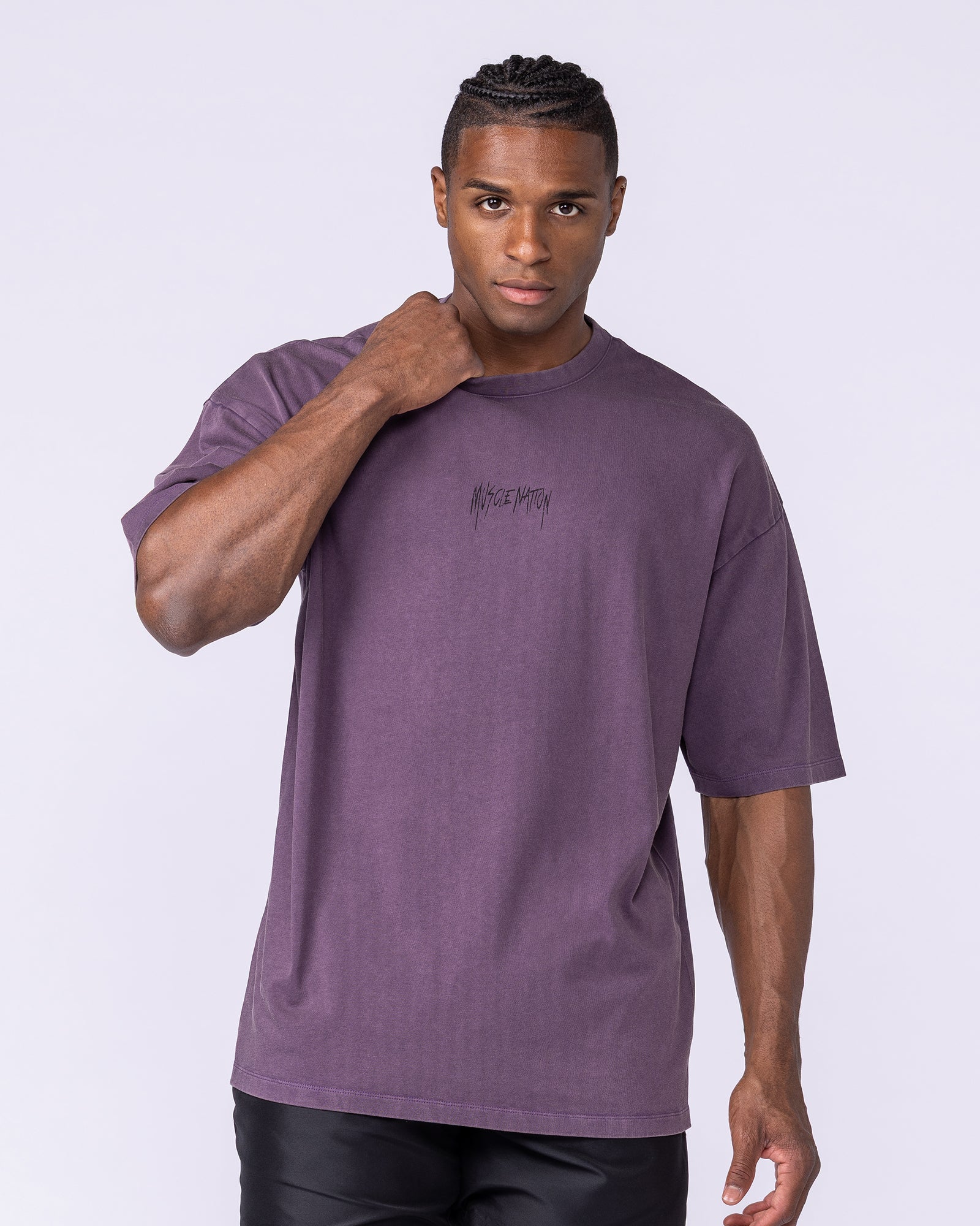Heartless Oversized Vintage Tee - Washed Dark Purple - Image 2