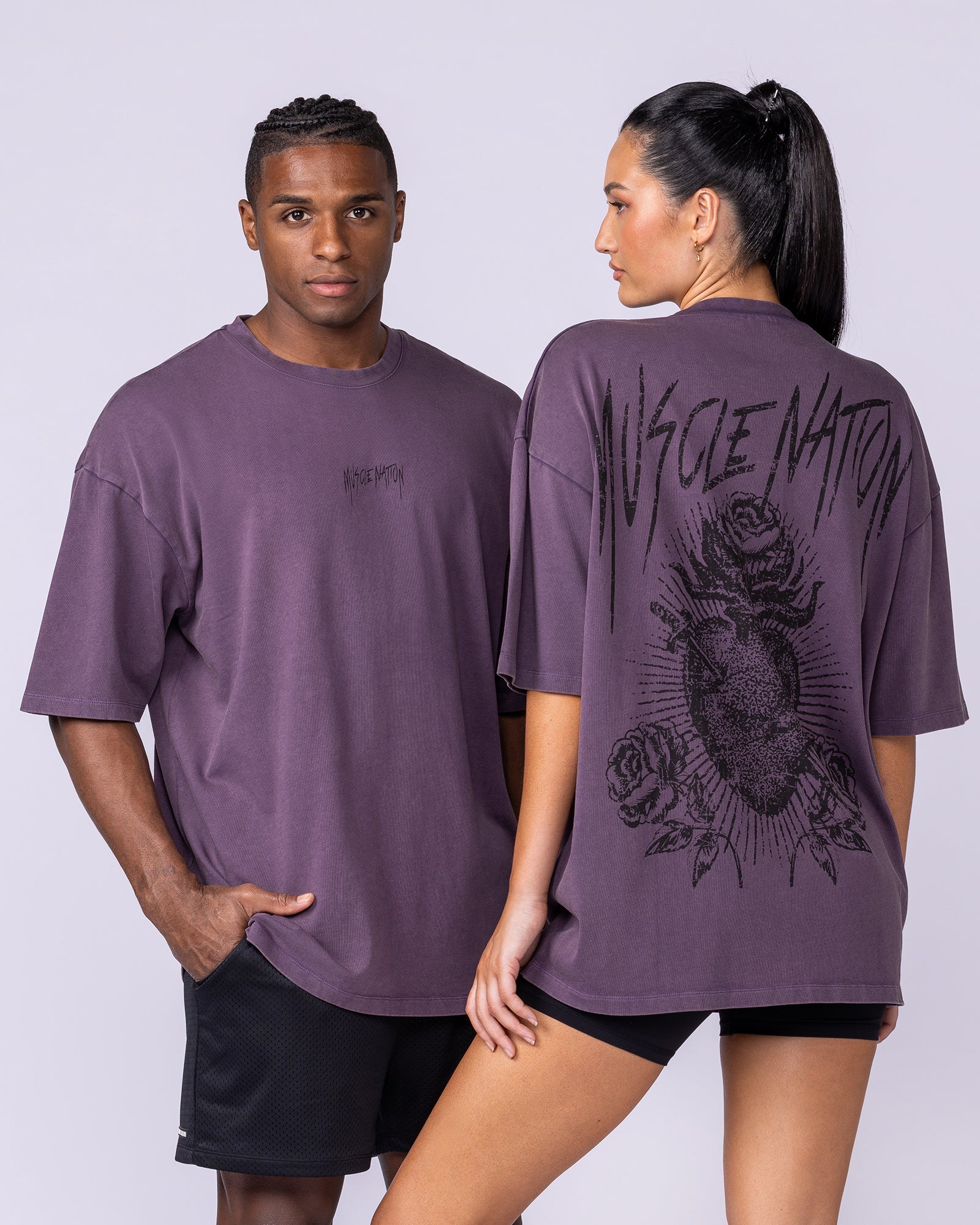 Heartless Oversized Vintage Tee - Washed Dark Purple - Image 6
