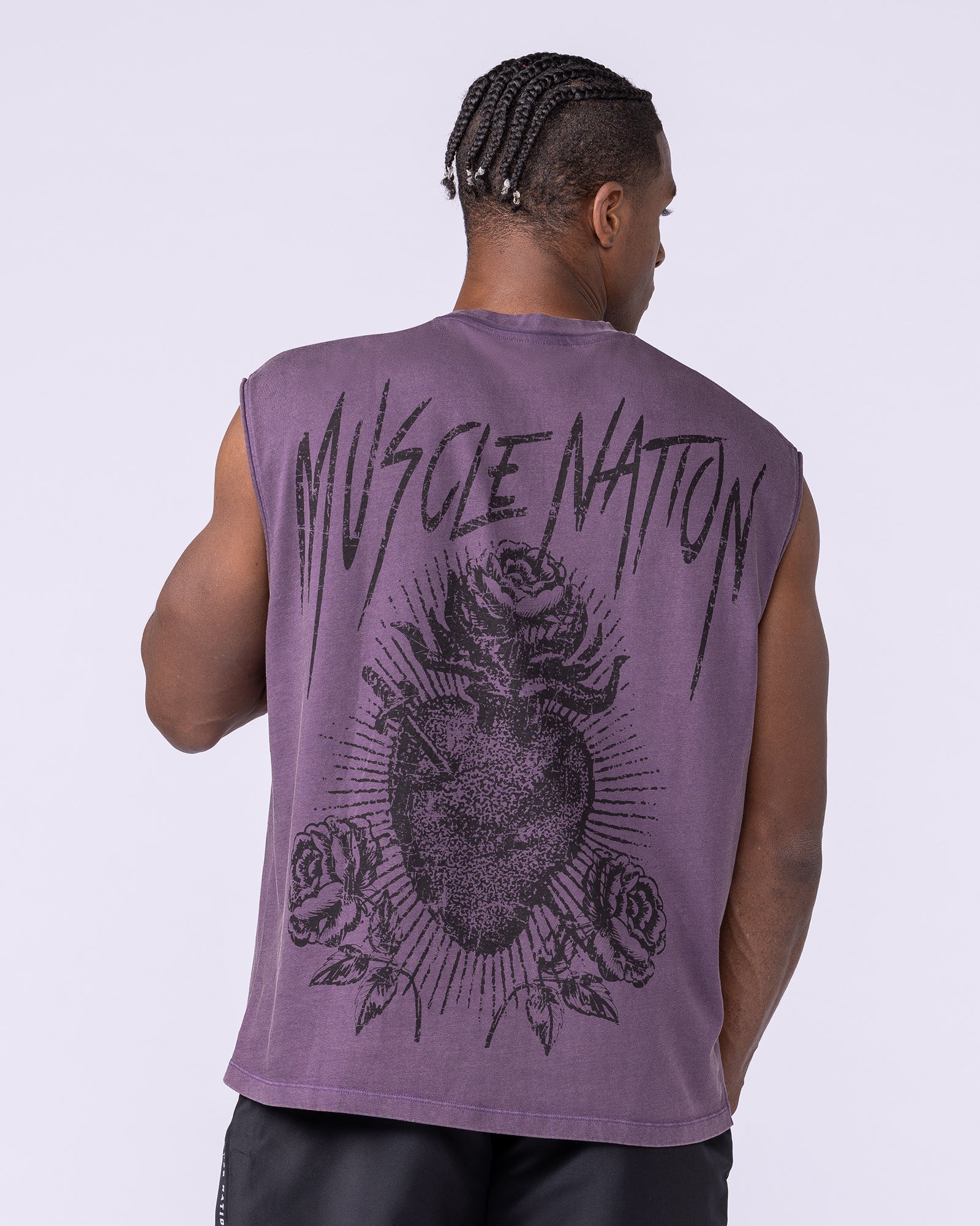 Heartless Vintage Boxy Muscle Tank - Washed Dark Purple - Image 3