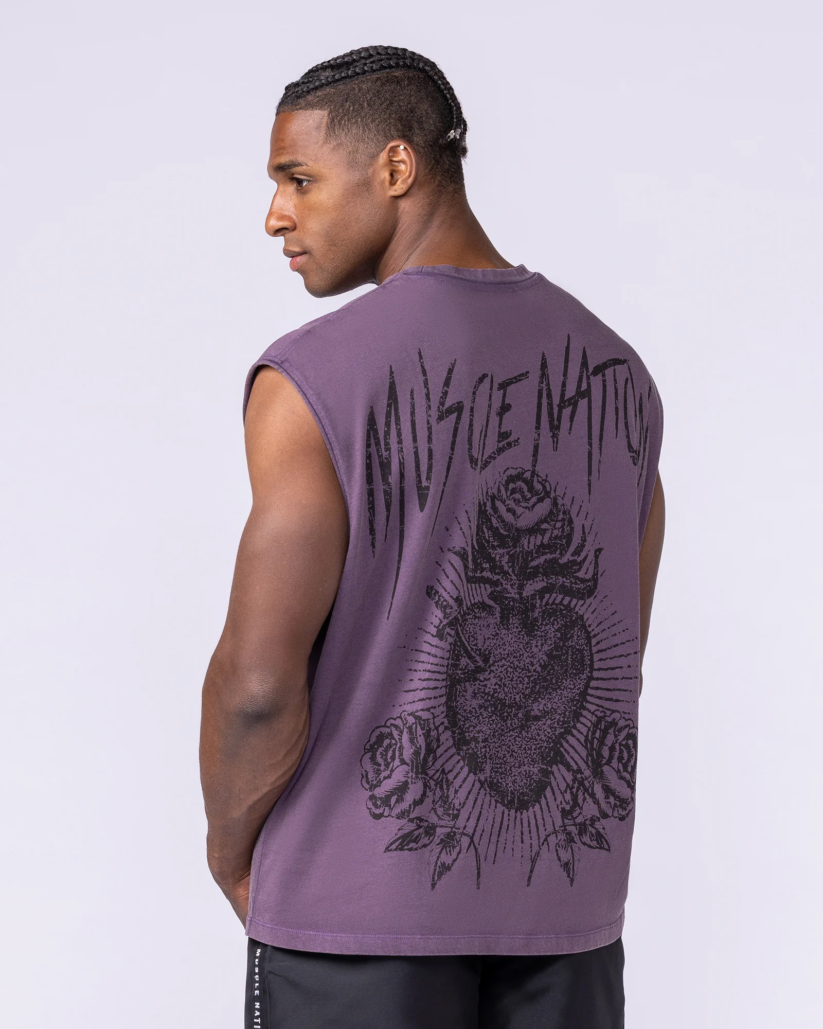 Heartless Vintage Boxy Muscle Tank - Washed Dark Purple - Image 5