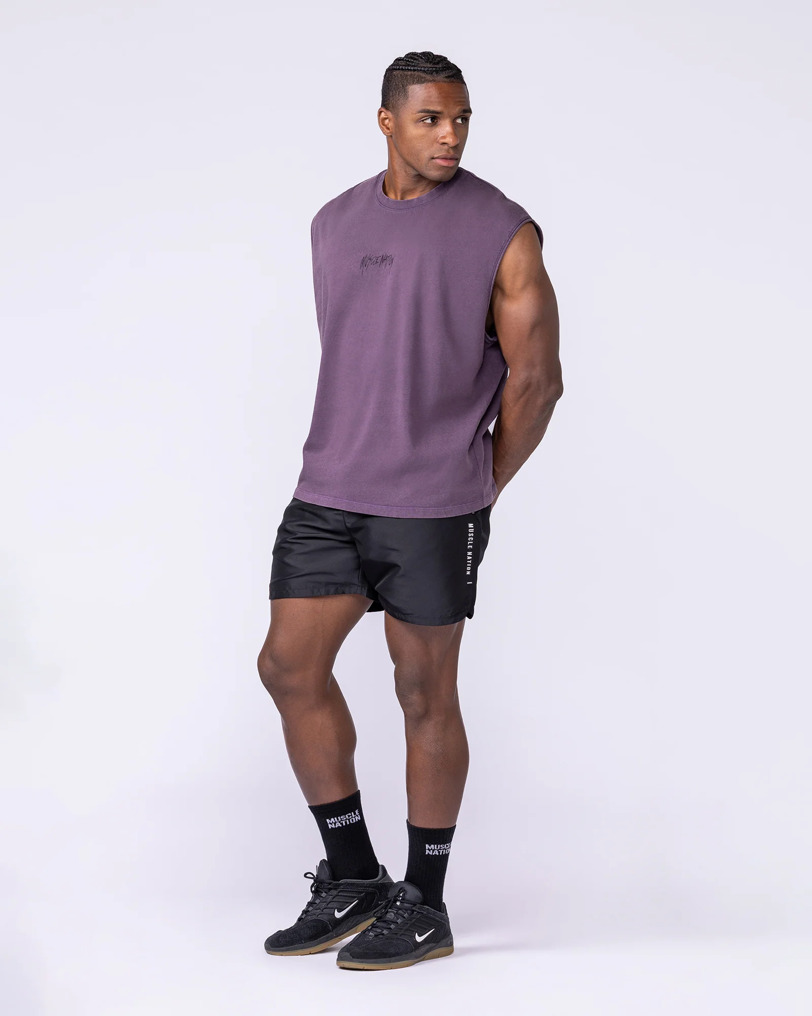 Heartless Vintage Boxy Muscle Tank - Washed Dark Purple - Image 6