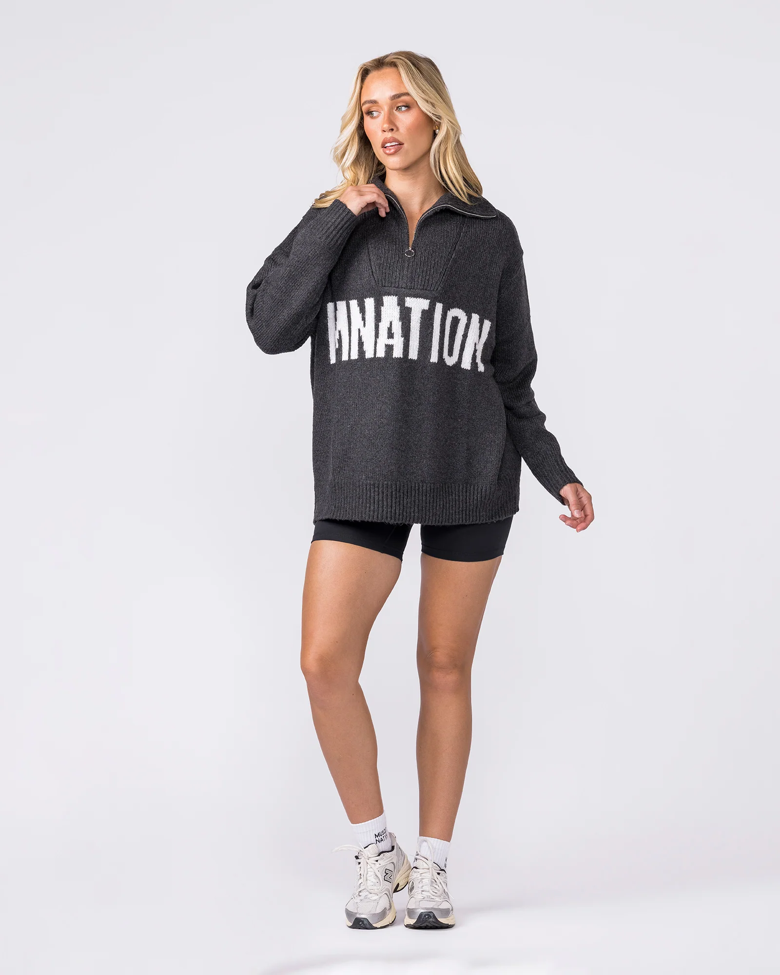 Heritage Oversized Knit - Black Marl - Image 7