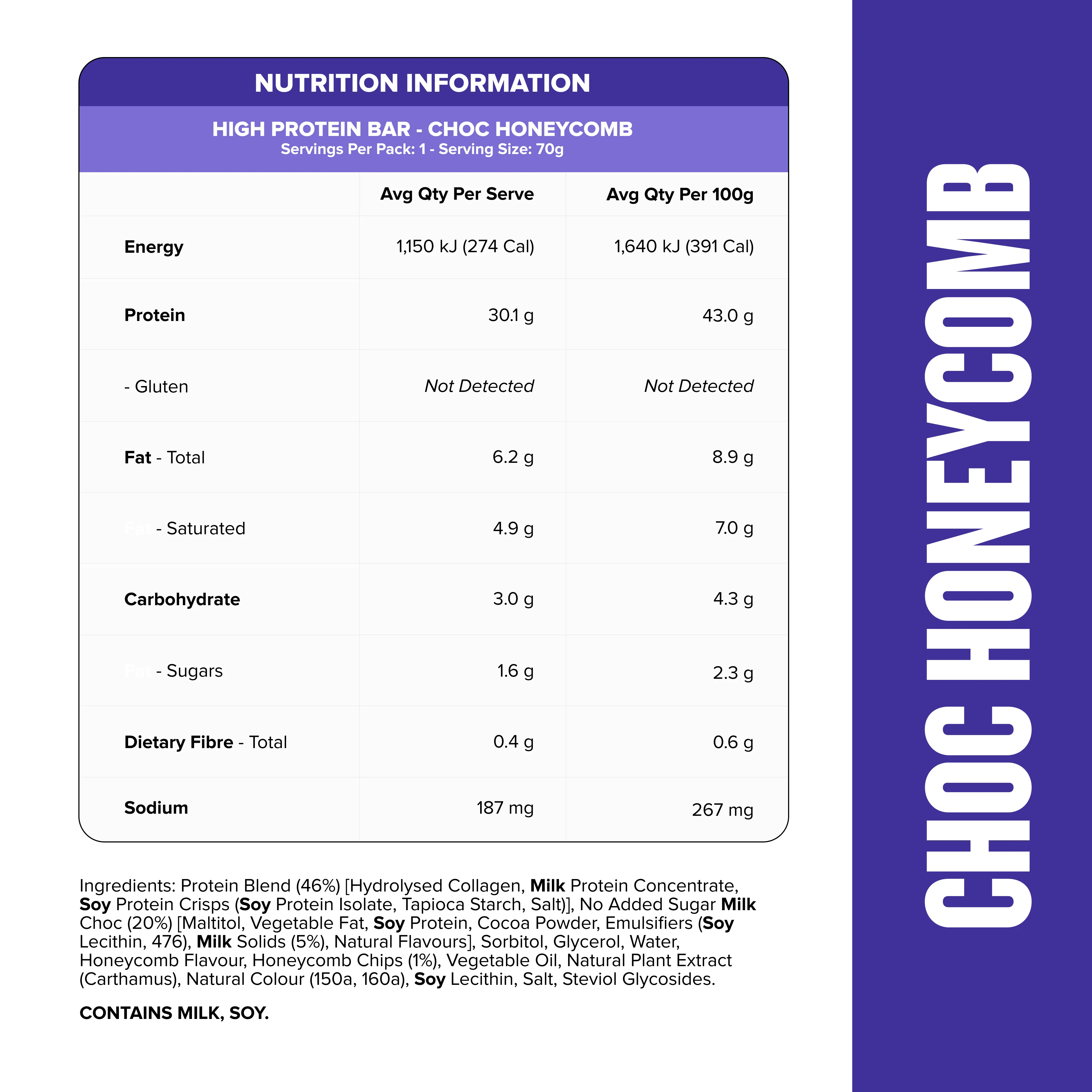 HIGH PROTEIN BAR - Choc Honeycomb - Box of 12 - Image 2