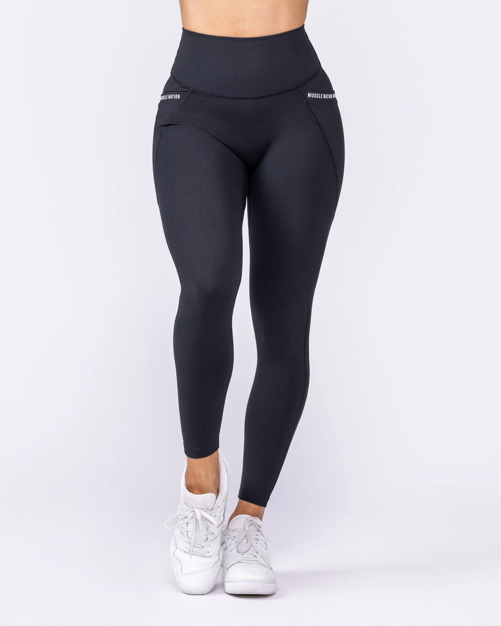 Illusion Signature Pocket Ankle Length Leggings - Black - Image 5