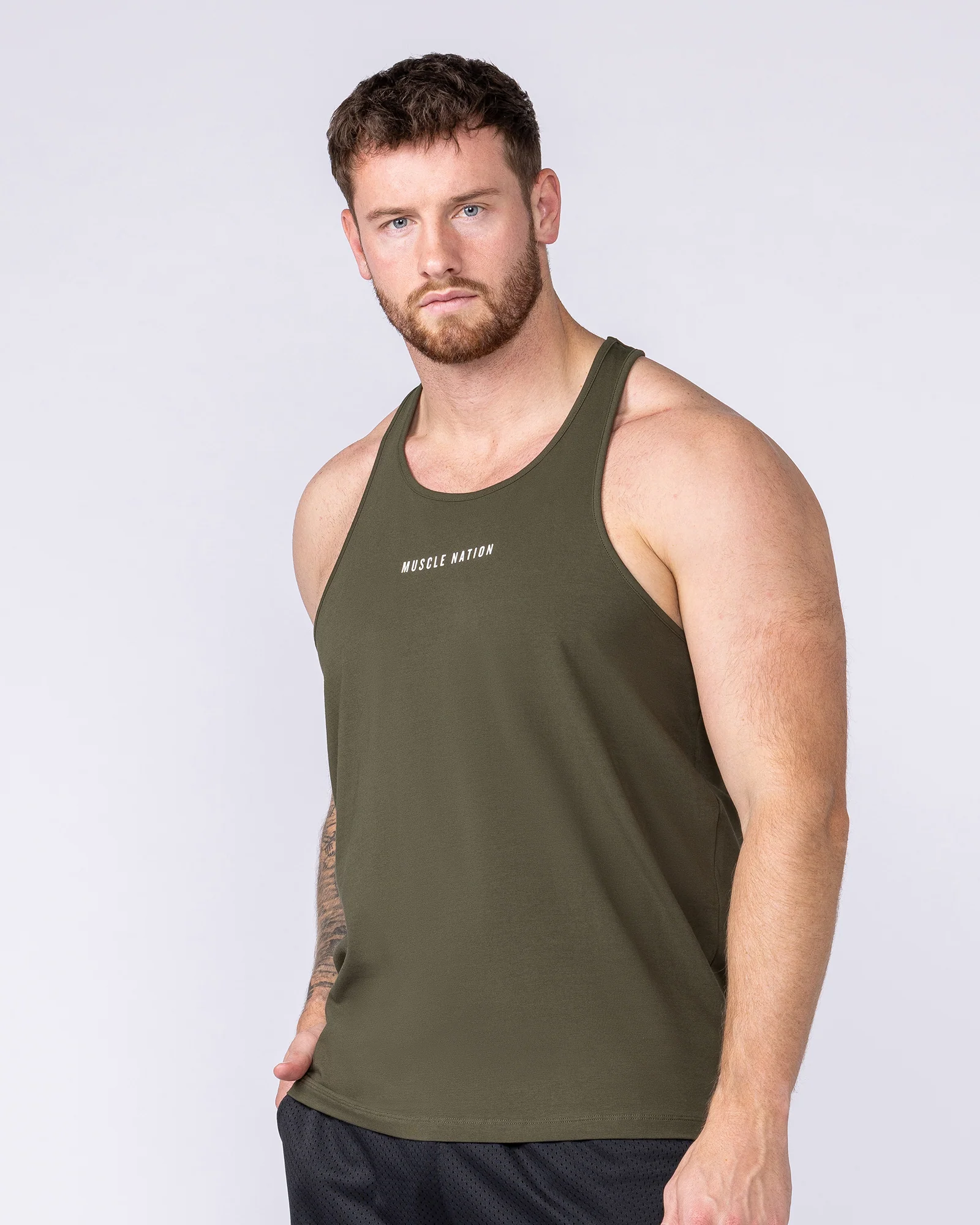 Infinite Y Back Singlet - Dark Khaki - Image 4