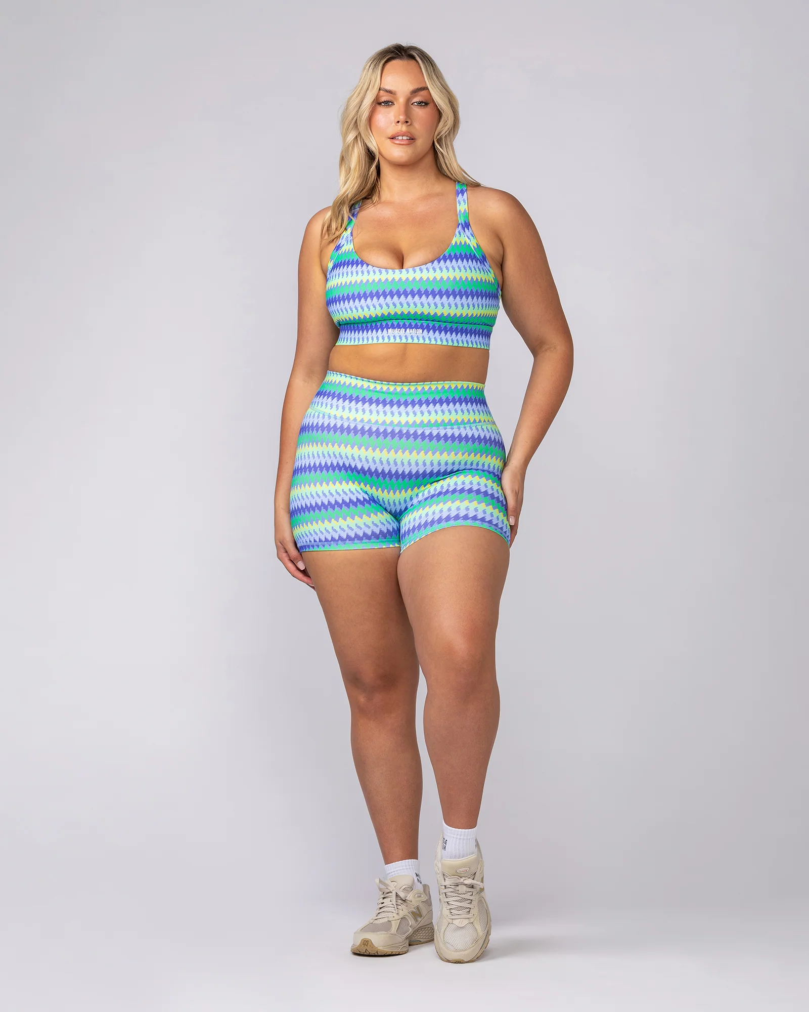 Instinct Scrunch Midway Shorts - Blue Fiesta Print - Image 6