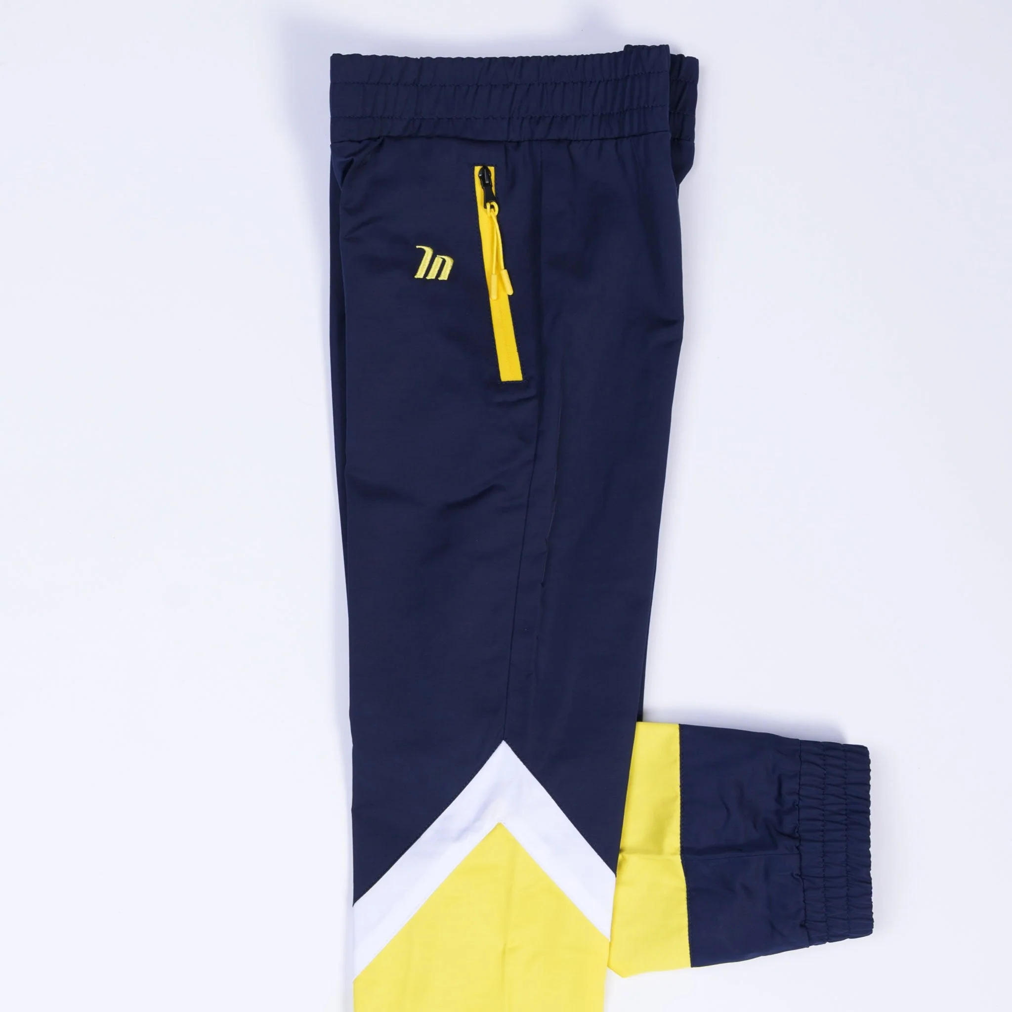 Kids MN Retro Tracksuit Pants - Navy / Yellow - Image 3