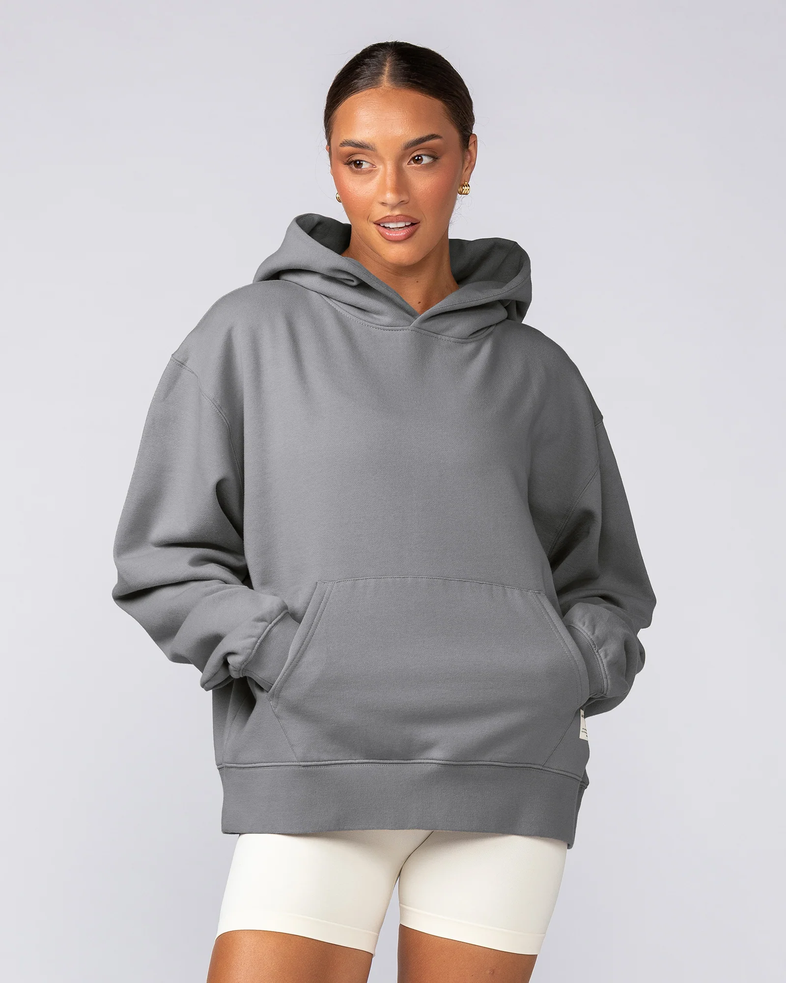 Lee Lem Cropped Hoodie - Washed Platinum Grey - Image 8