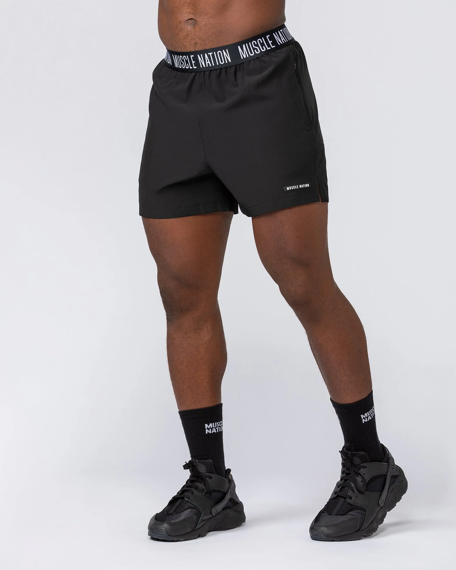 Level Up Training 4" Shorts - Black (Black Logo) - Image 3
