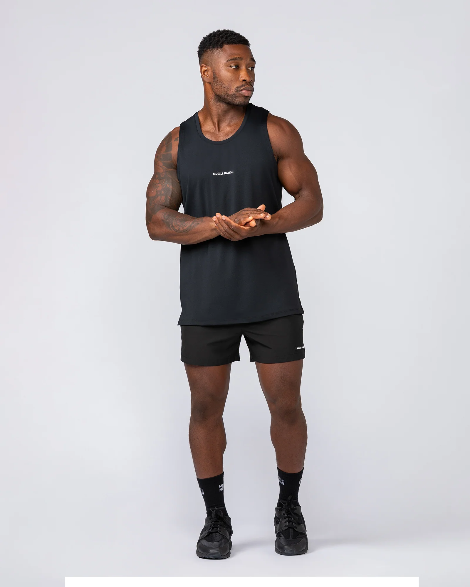 Level Up Training 4" Shorts - Black (Black Logo) - Image 6