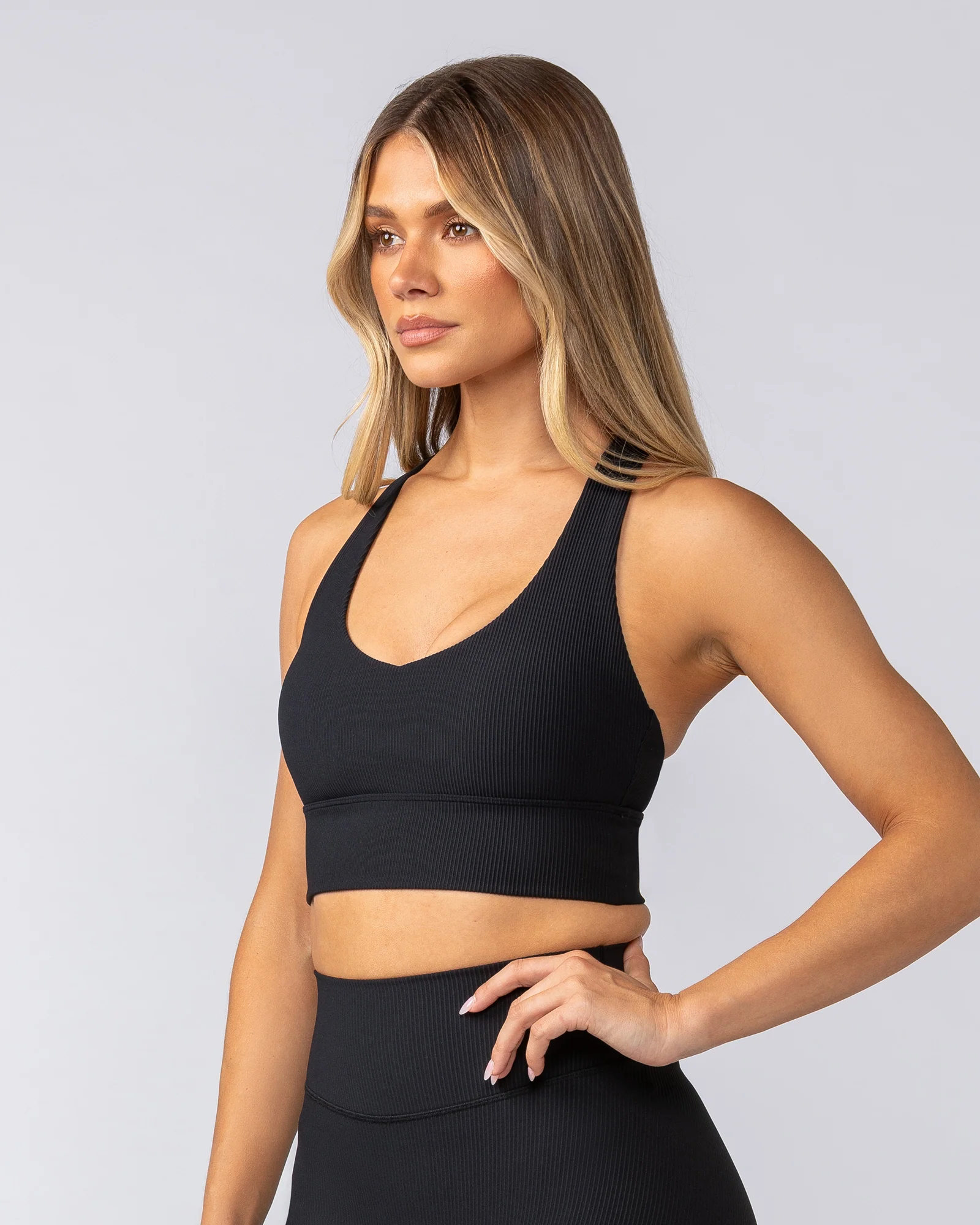Lover Longline Rib Bra - Black - Image 3