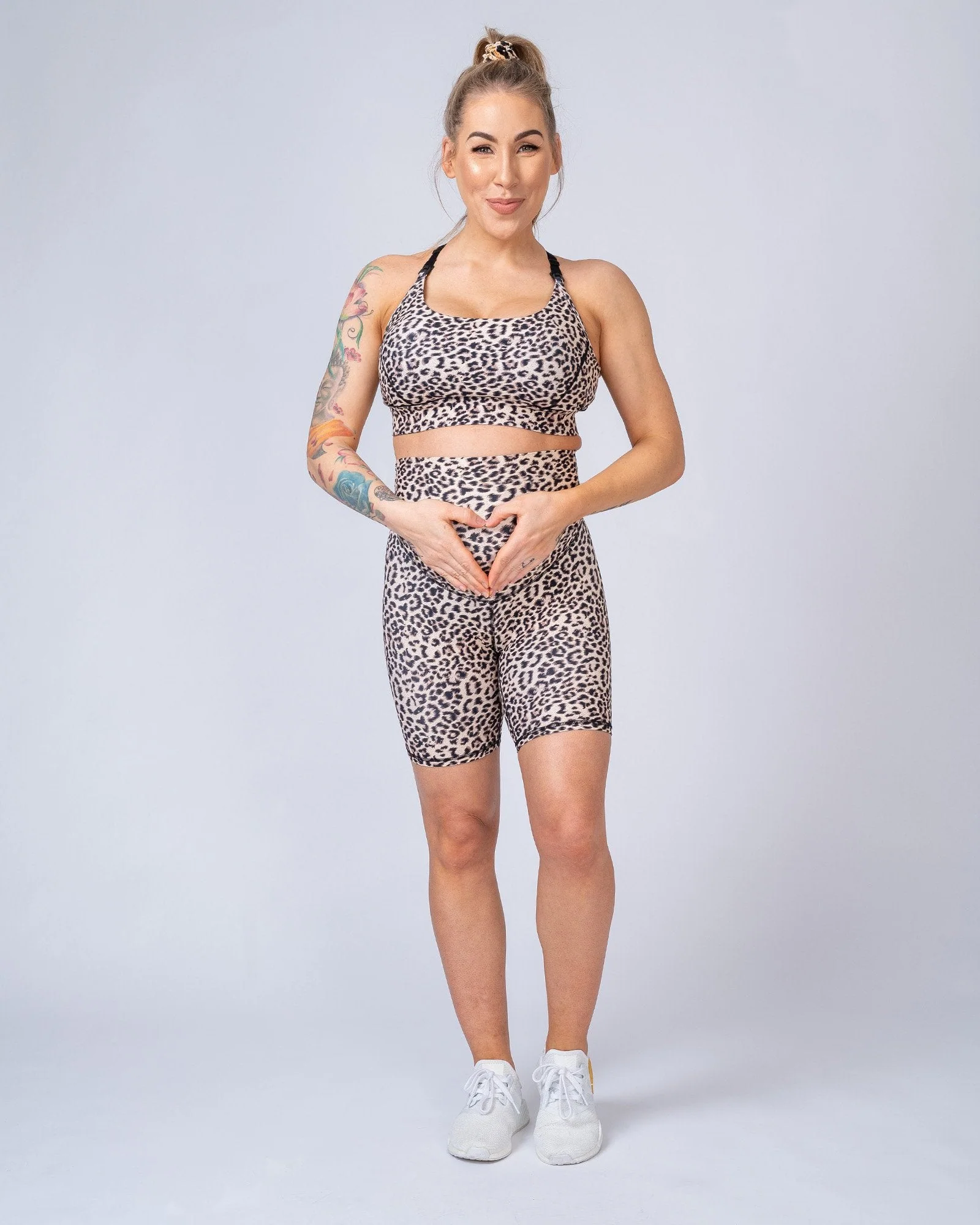 Maternity Bike Shorts - Yellow Leopard - Image 5