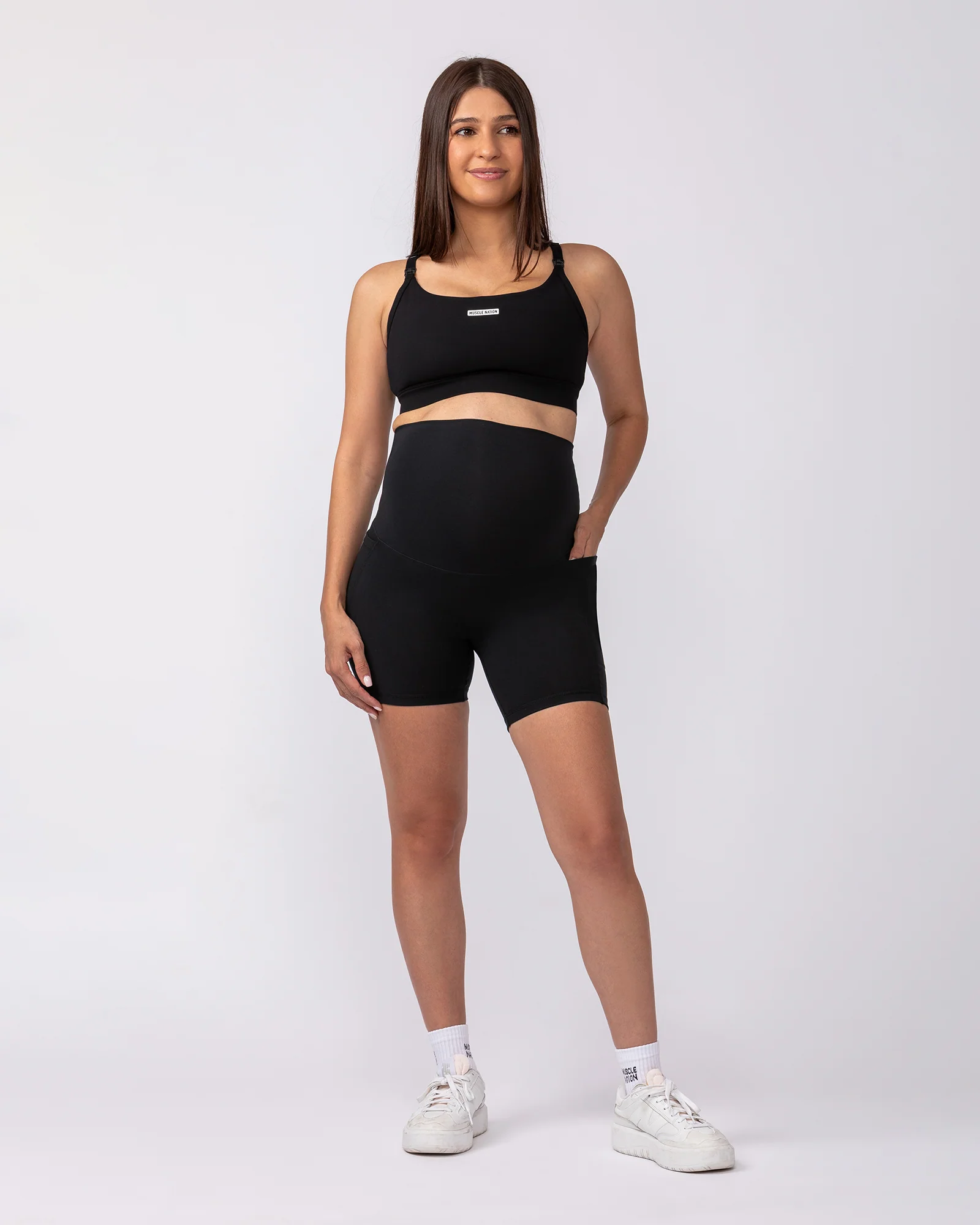 Maternity Everyday Pocket Bike Shorts - Black - Image 6